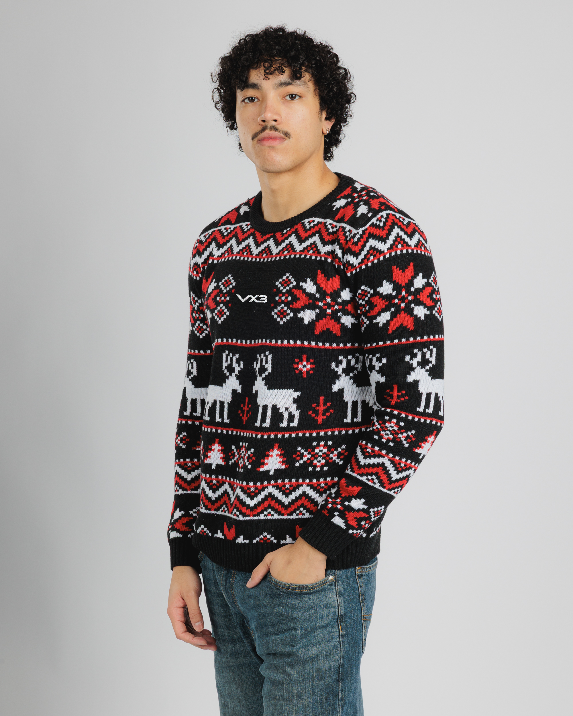 VX3 Christmas Jumper - Black/Red/White