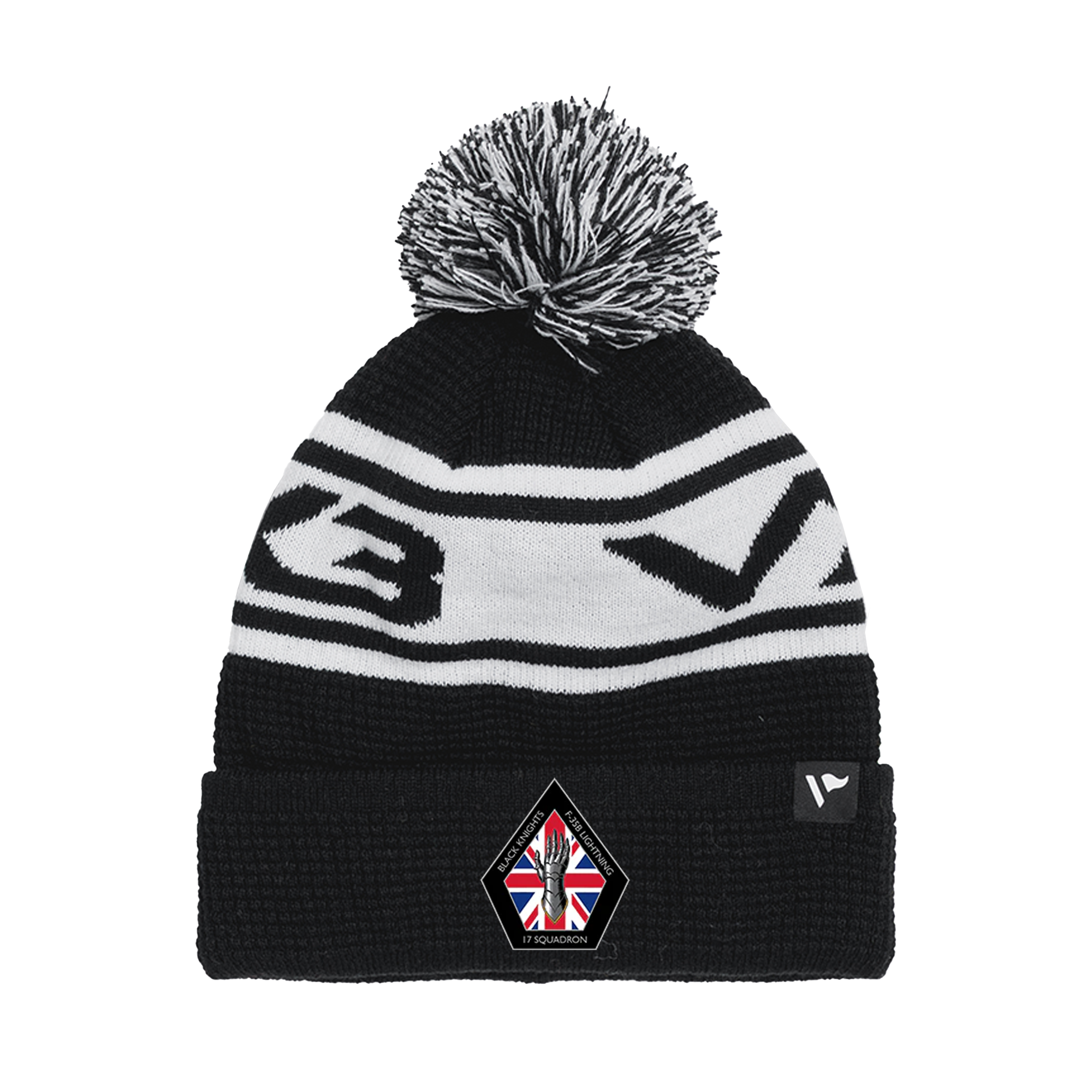 17 Test And Evaluation Squadron Waffle Knit Bobble Hat - Black/White