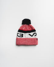 Fleece-Lined Bobble Hat Red/Black/Antique White