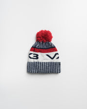 Fleece-Lined Bobble Hat Navy/Red/Antique White