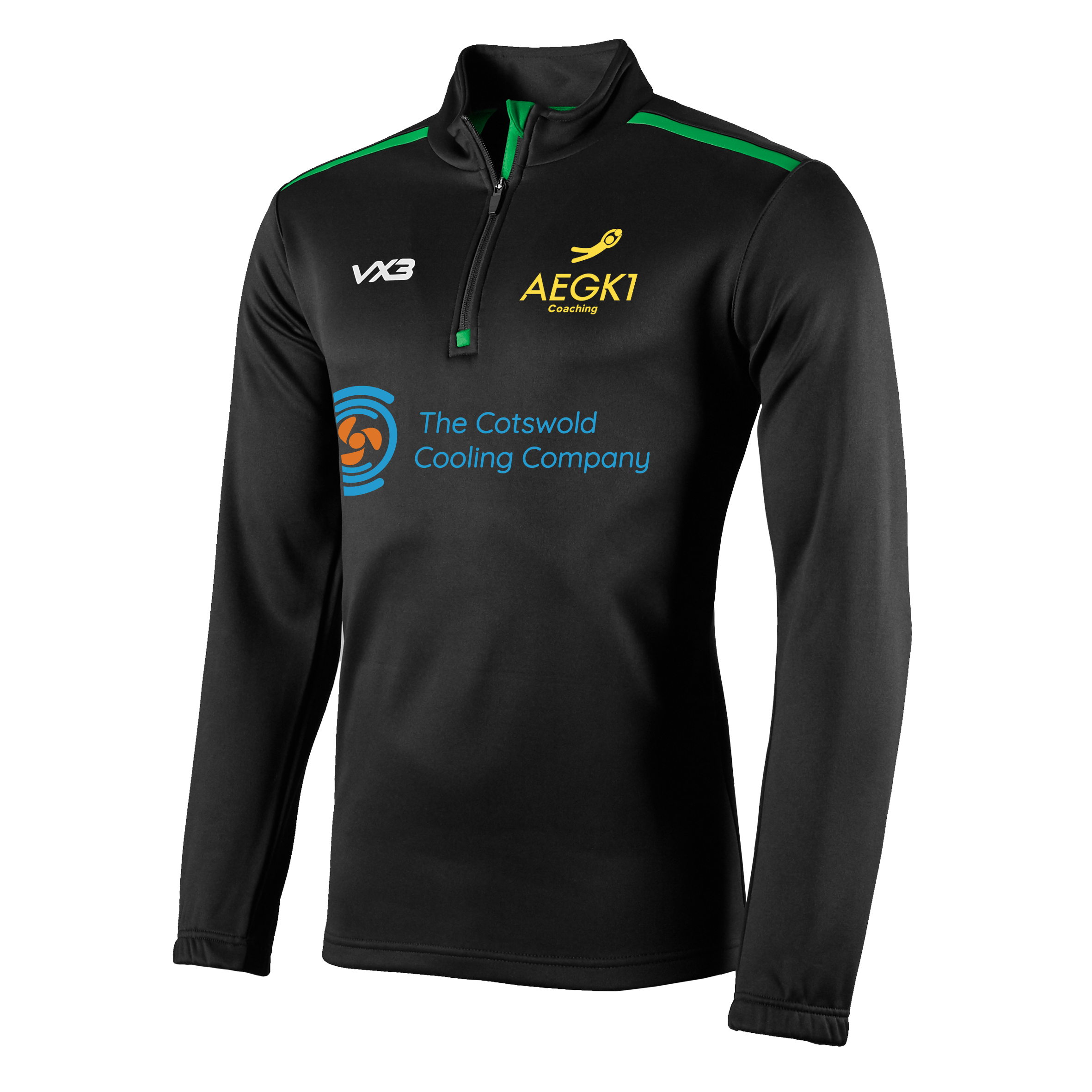 AEGK1 Coaching Fortis Quarter Zip Sweat Black/Emerald