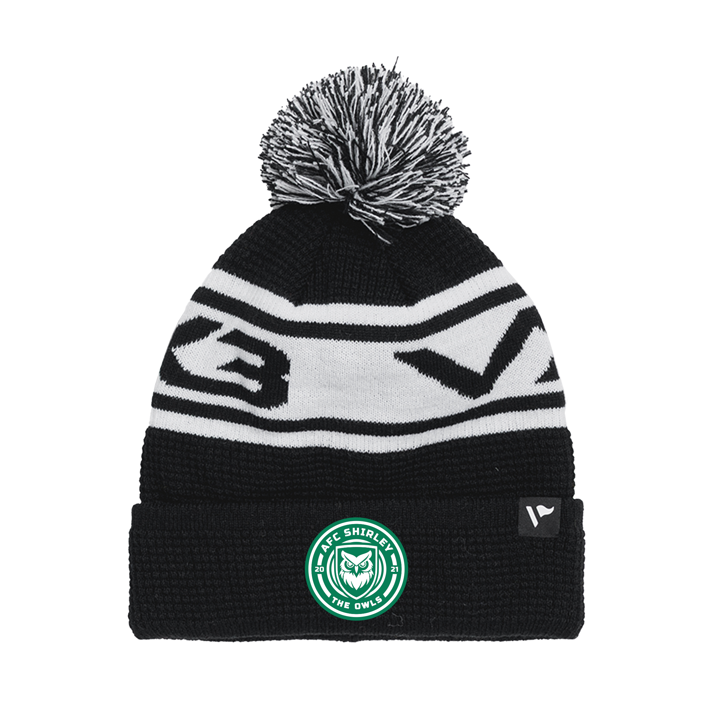 AFC Shirley Waffle Knit Bobble Hat - Black/White