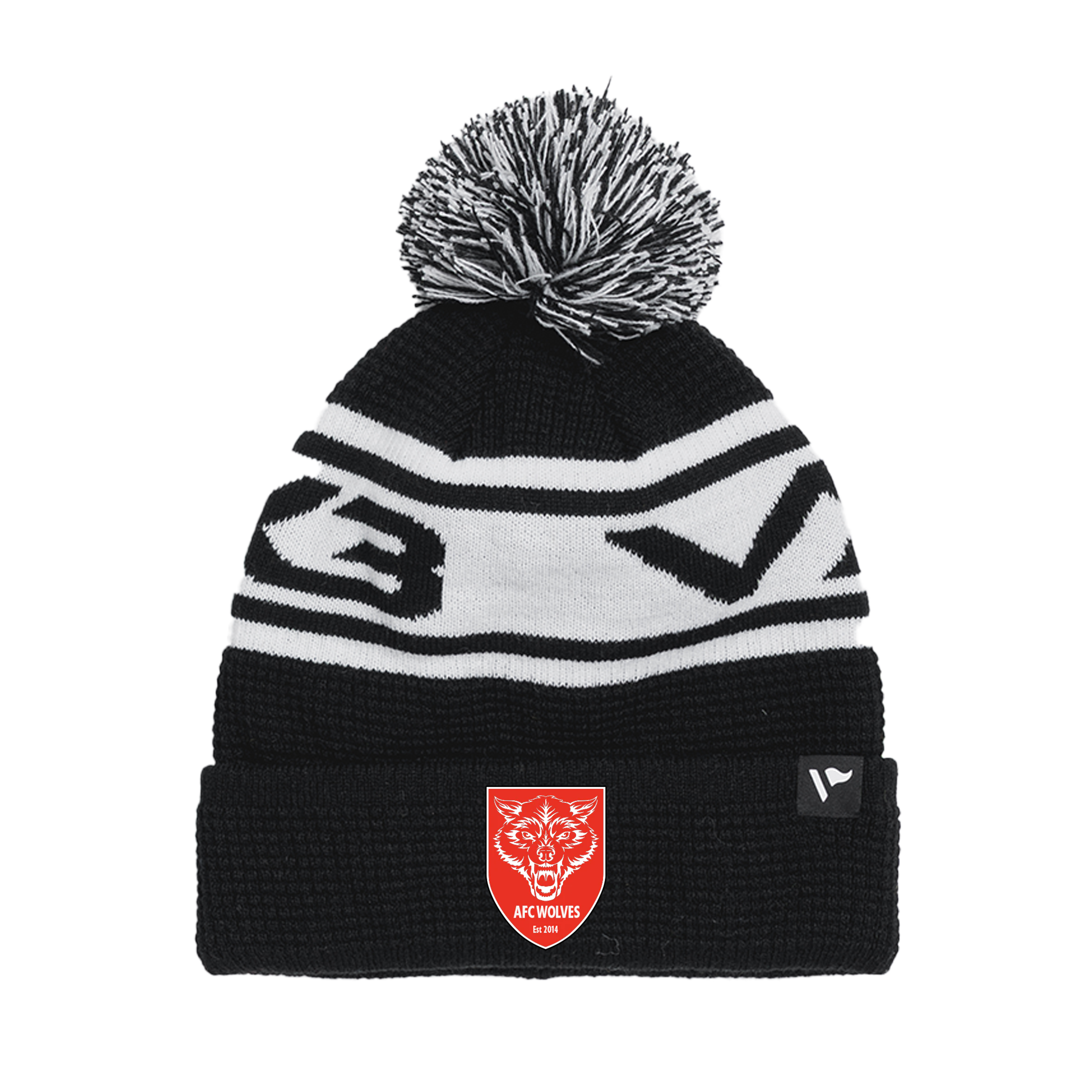 AFC Wolves Waffle Knit Bobble Hat - Black/White