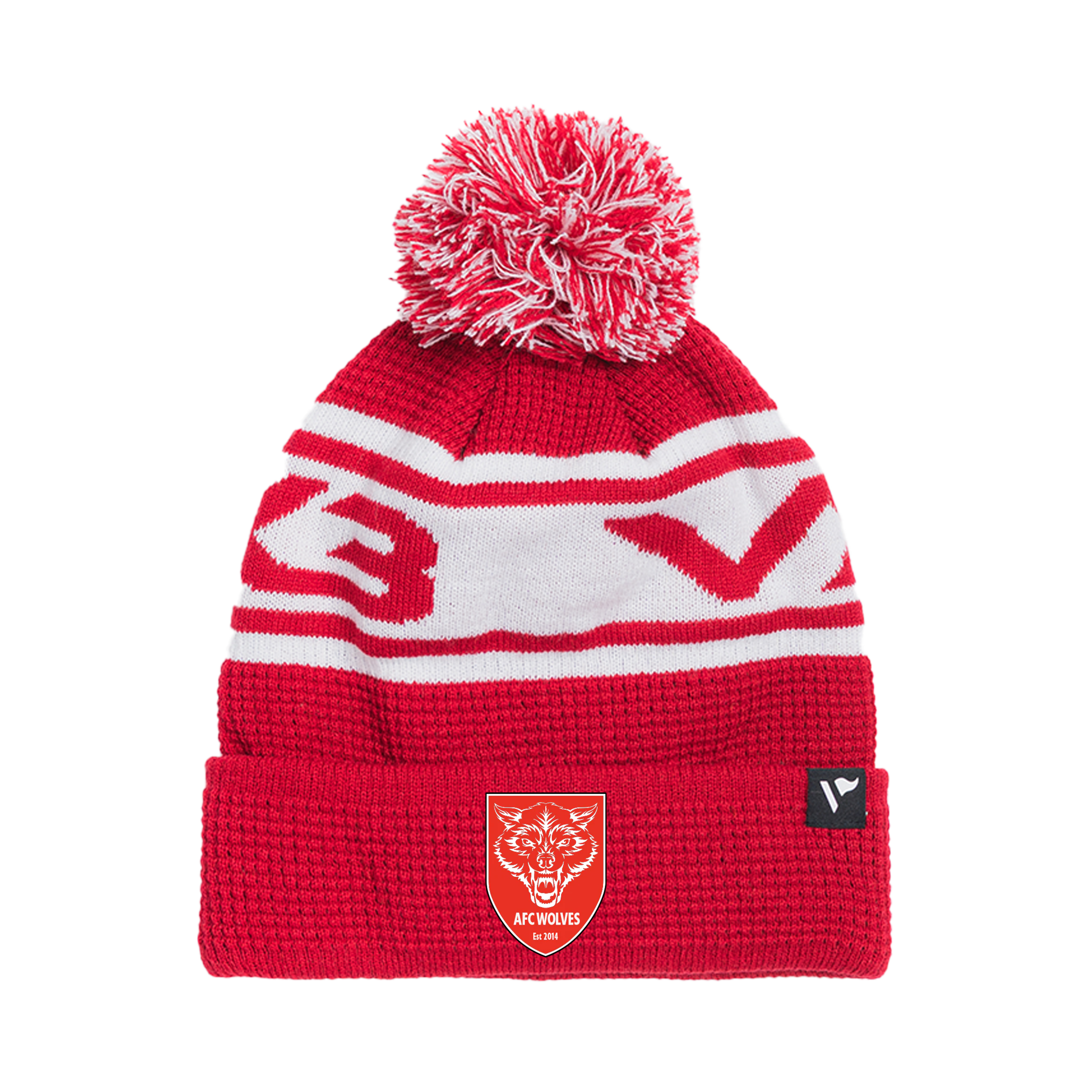 AFC Wolves Waffle Knit Bobble Hat - Red/White