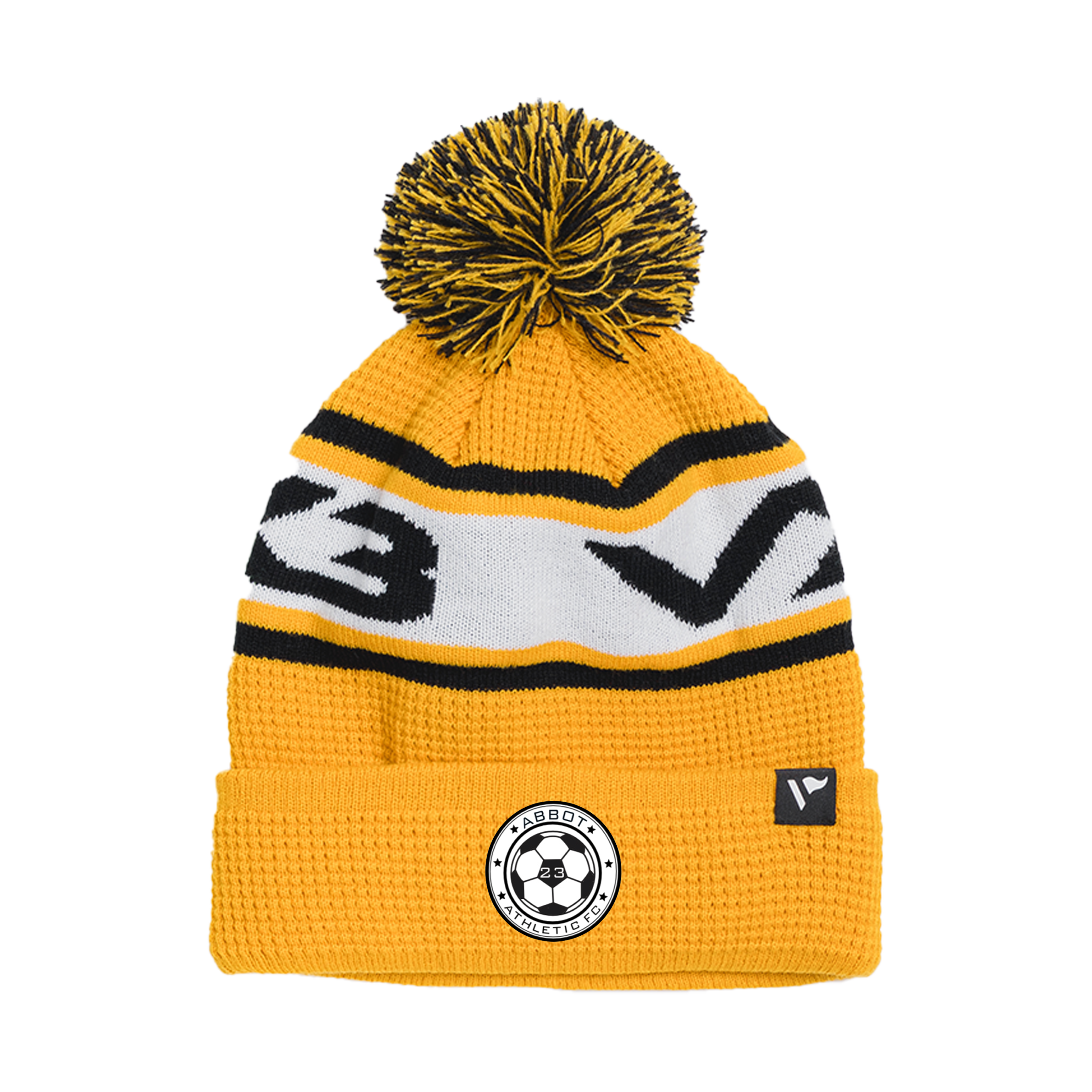 Abbot Athletic FC Waffle Knit Bobble Hat - Amber/Black/White