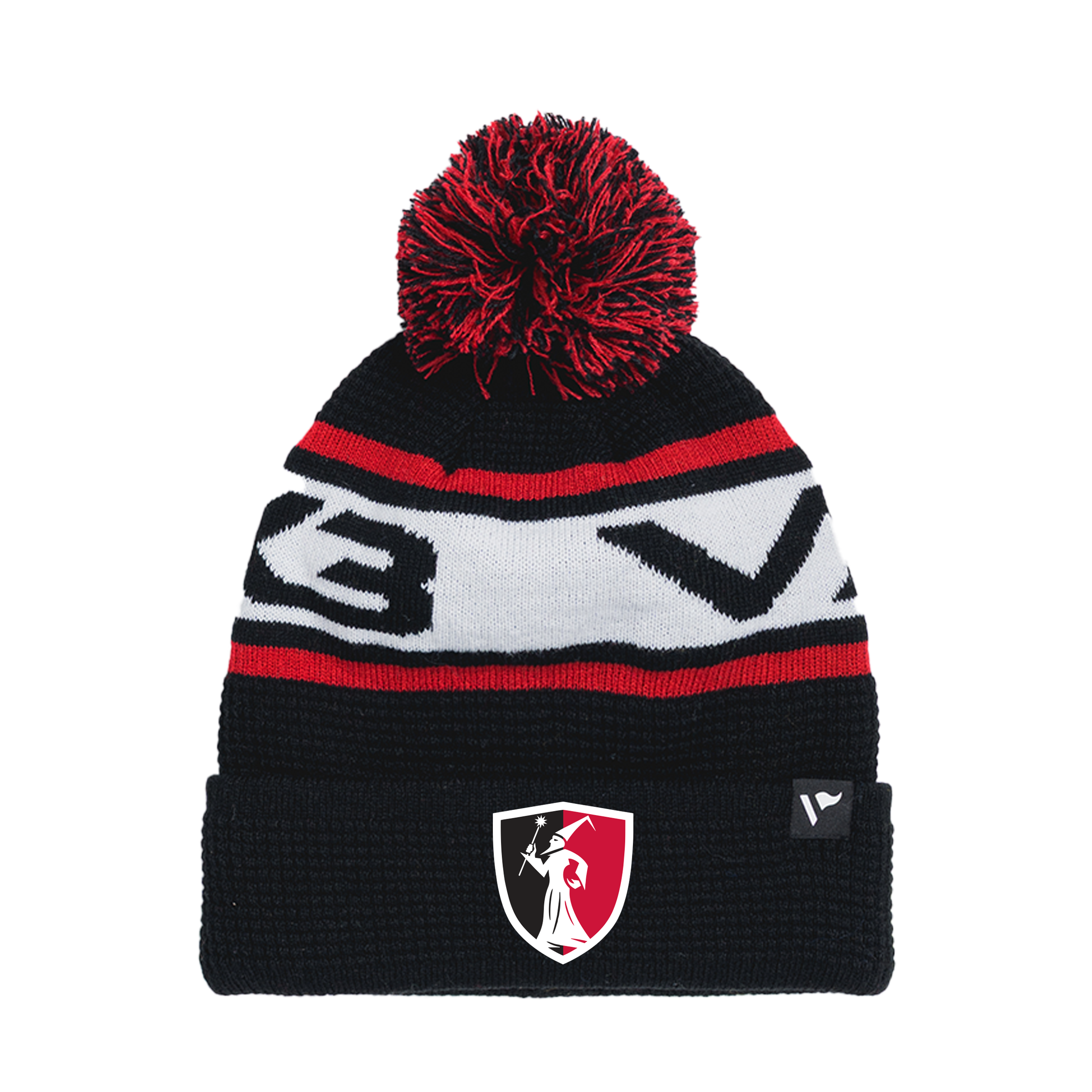 Aberavon RFC Waffle Knit Bobble Hat - Black/Red/White