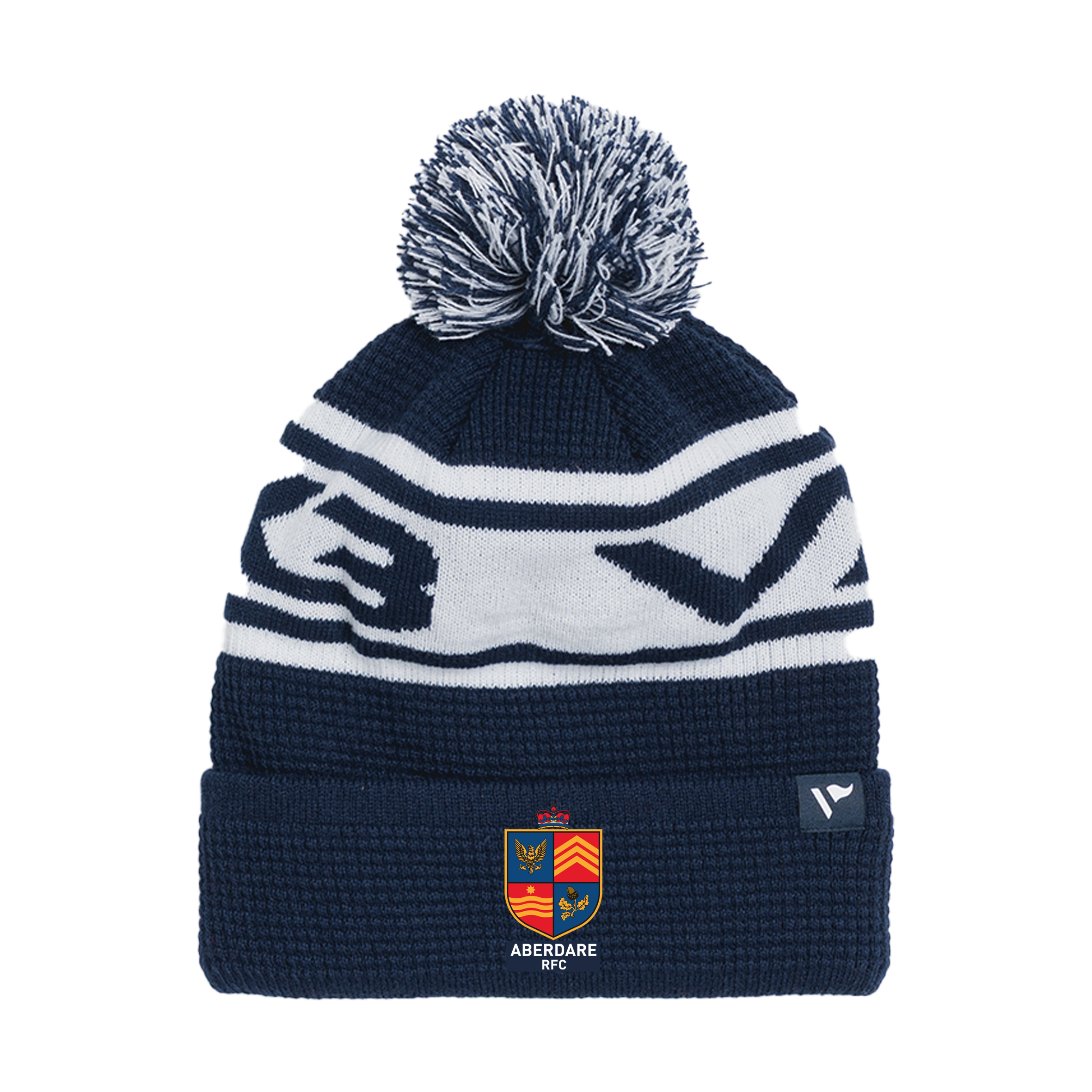 Aberdare RFC Waffle Knit Bobble Hat - Navy/White