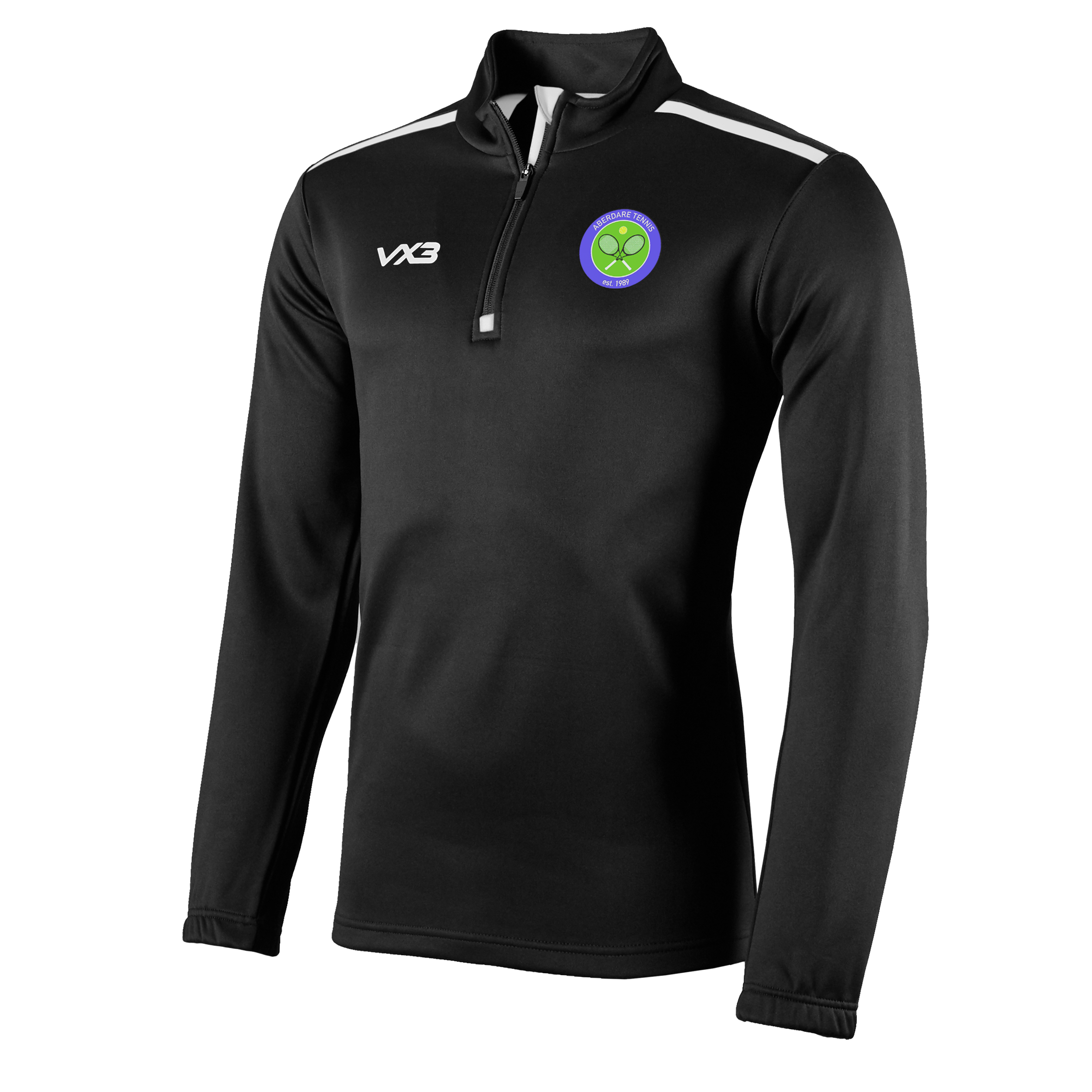 Aberdare Tennis Club Black/White Fortis Youth Quarter Zip Sweat