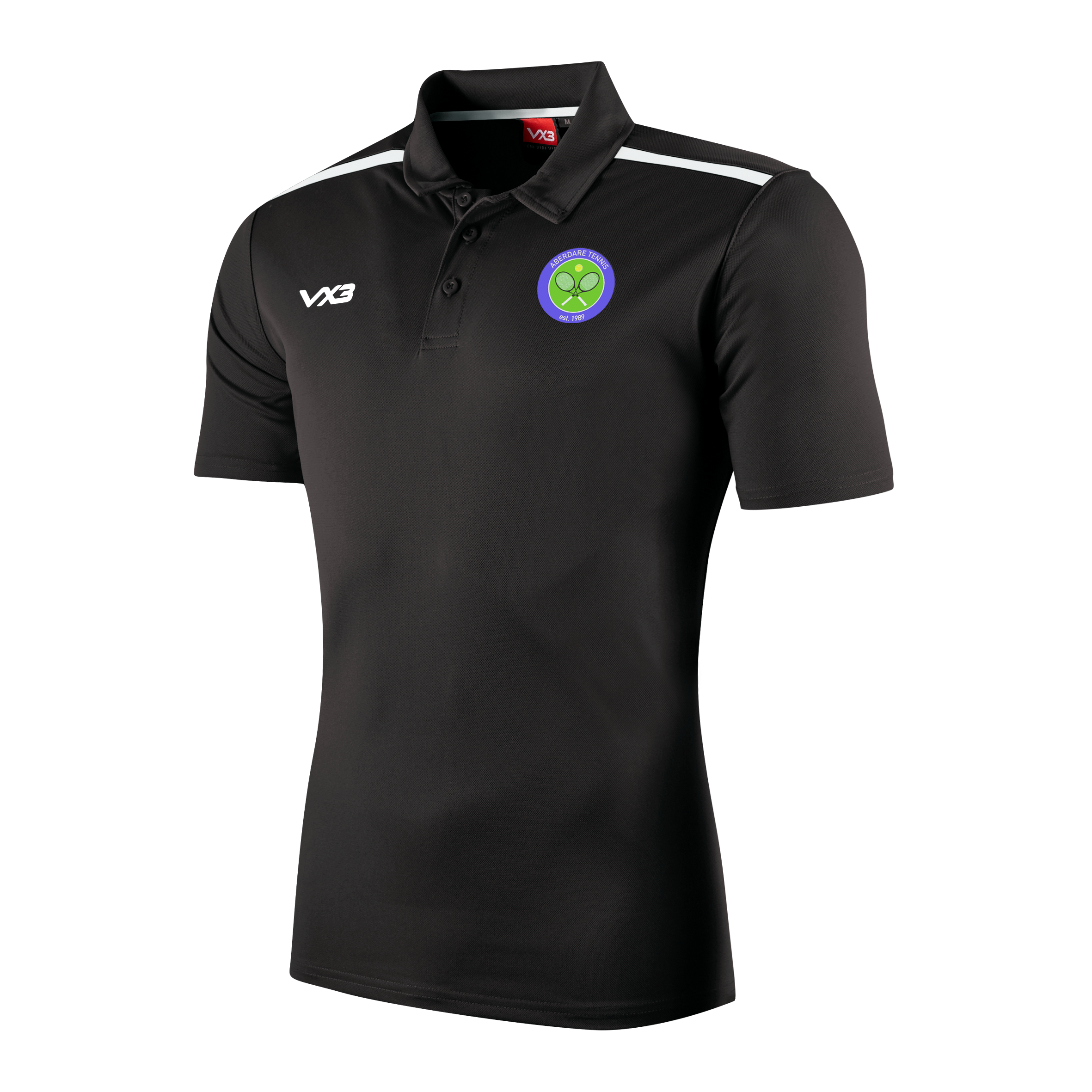 Aberdare Tennis Club Black/White Fortis Youth Polo