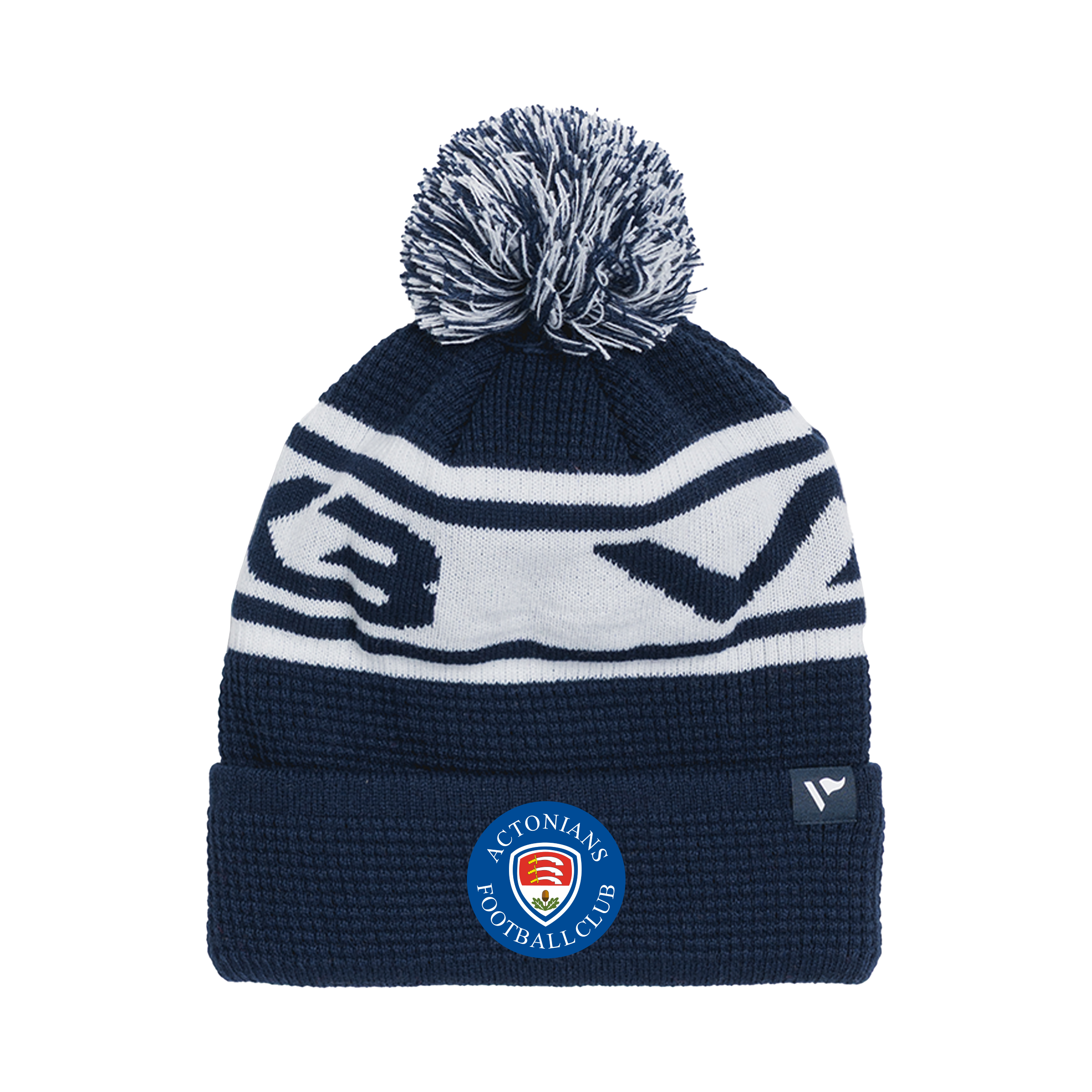 Actonians FC Waffle Knit Bobble Hat - Navy/White