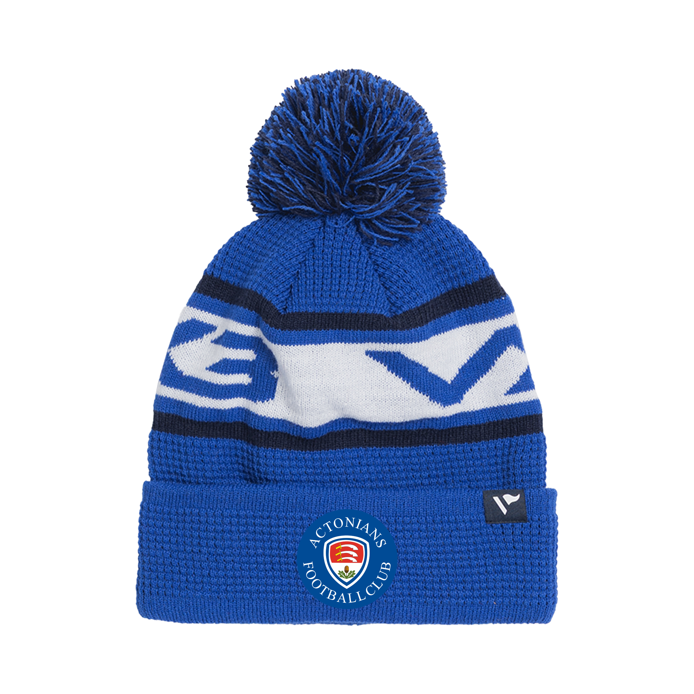 Actonians FC Waffle Knit Bobble Hat - Royal/Navy/White