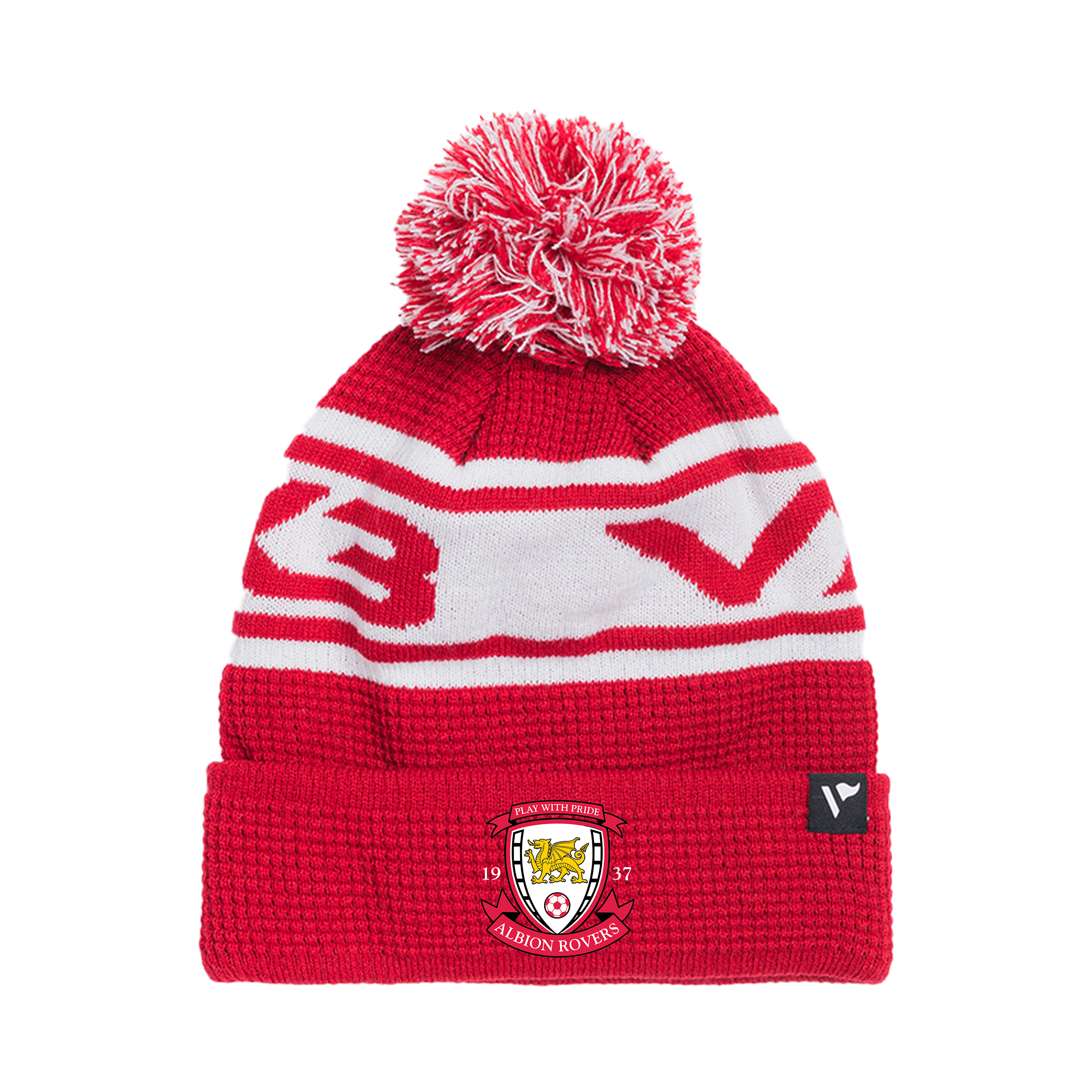 Albion Rovers FC Waffle Knit Bobble Hat - Red/White