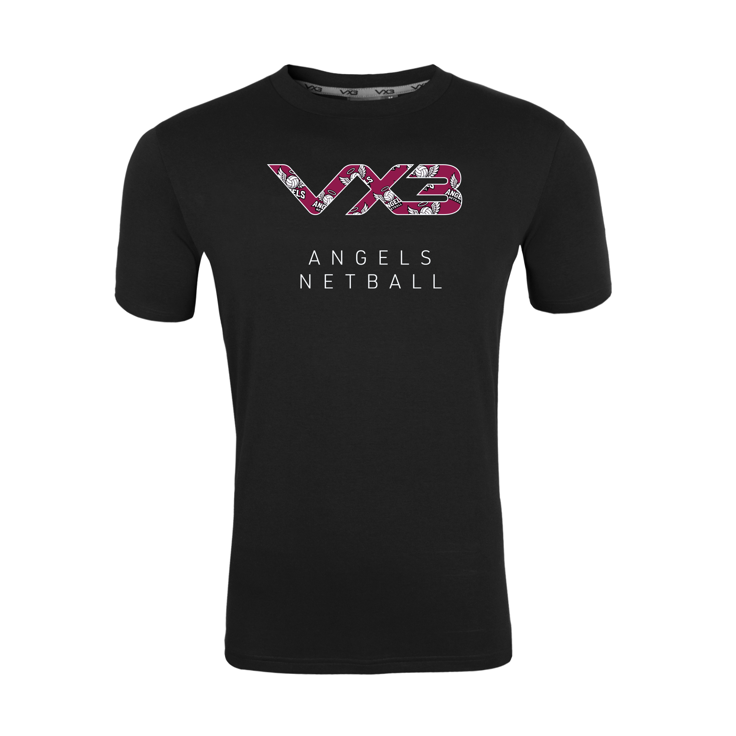 Angels Netball Black Invicta Tee
