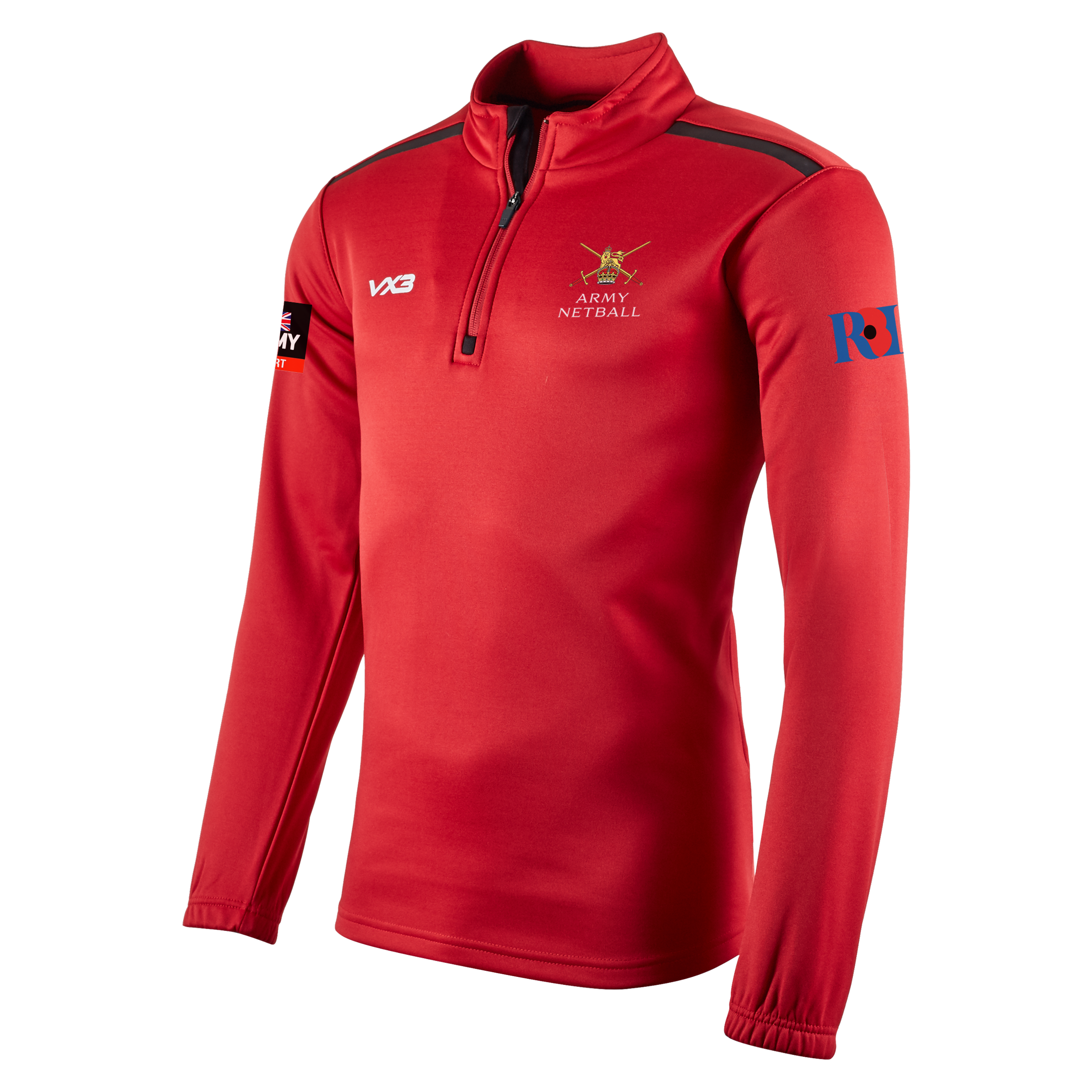 Army Netball Red Fortis Half Zip Sweat