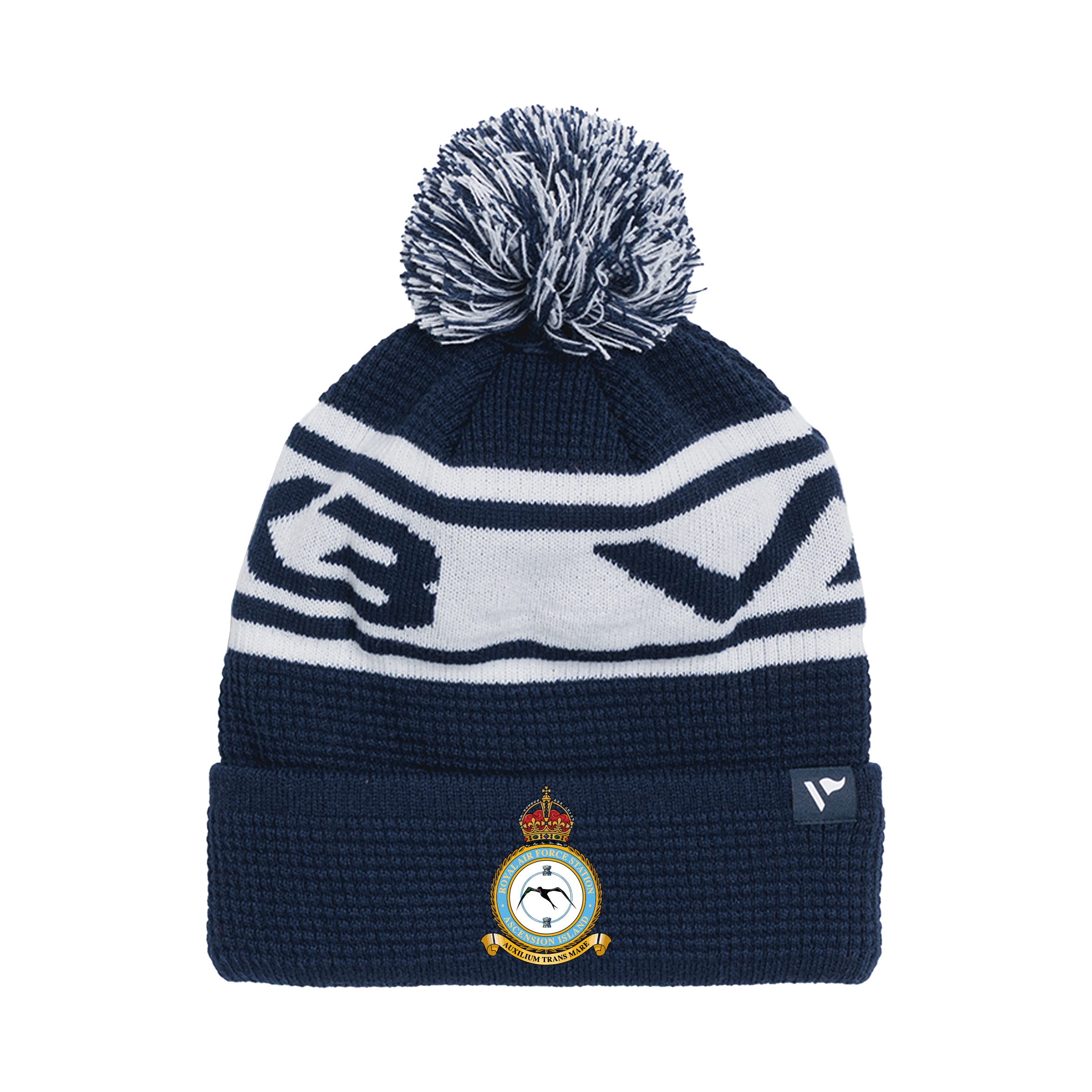 Ascension Island Base FC Waffle Knit Bobble Hat - Navy/White