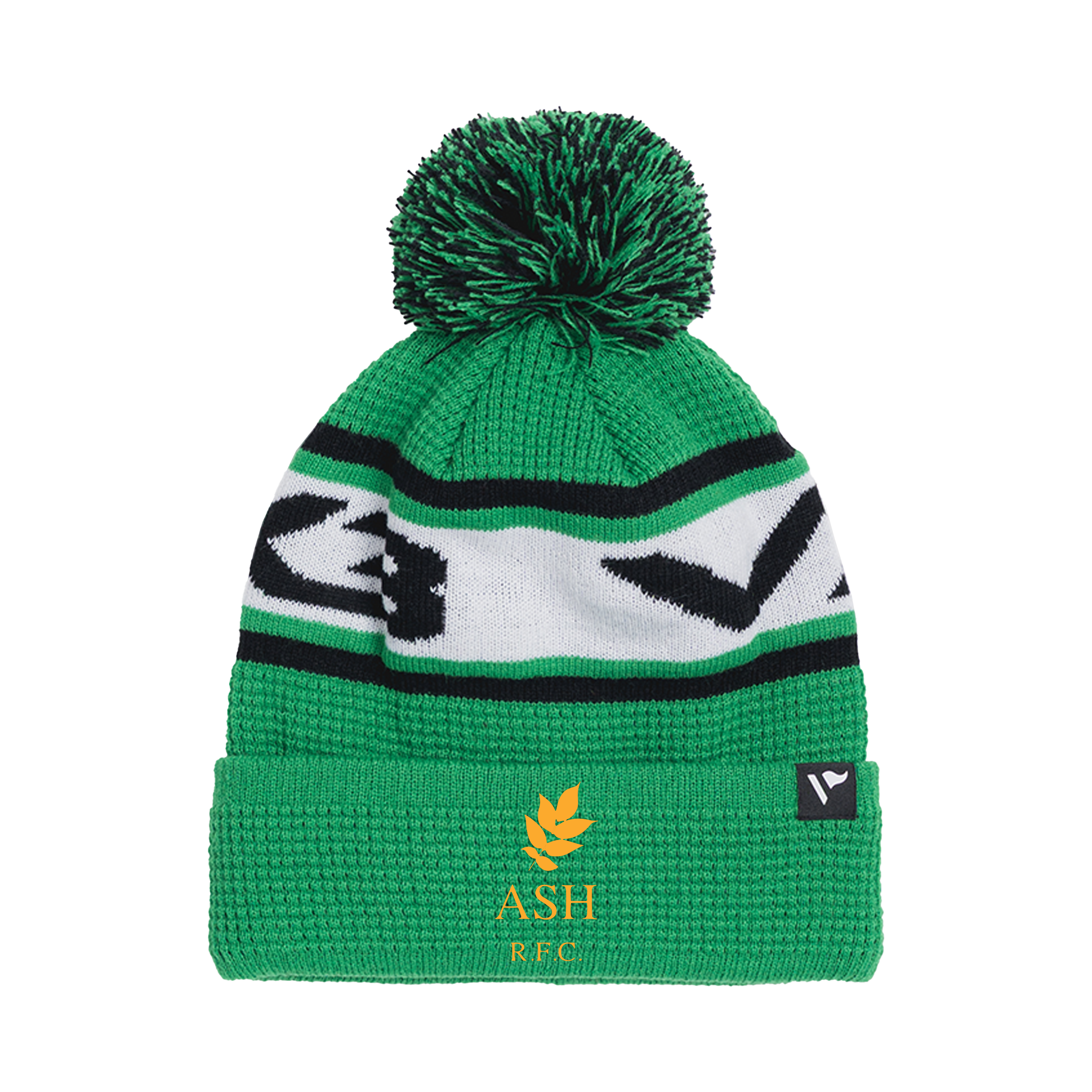 Ash RFC Waffle Knit Bobble Hat - Emerald/Black/White