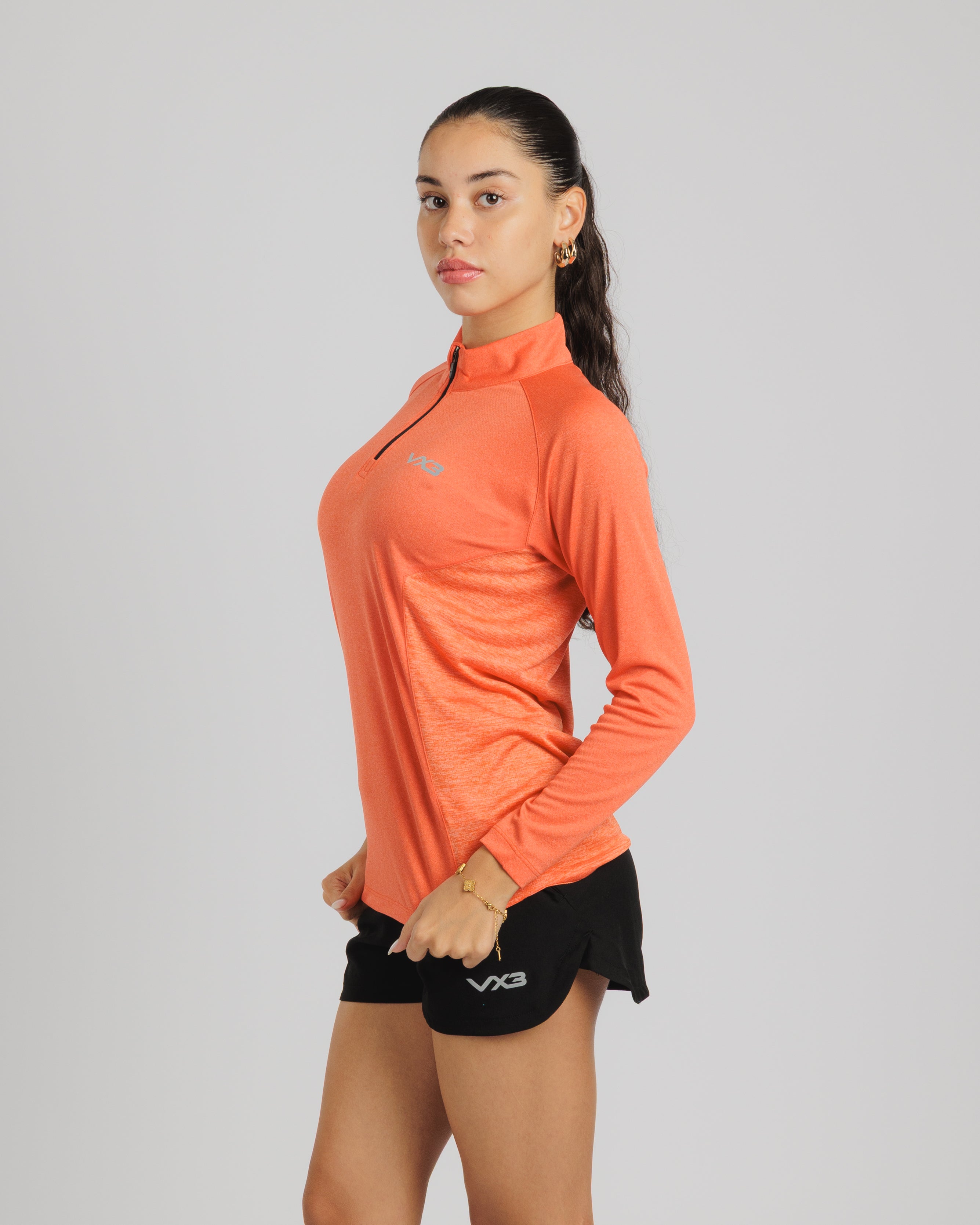 Aurora Ladies Quarter Zip Apricot