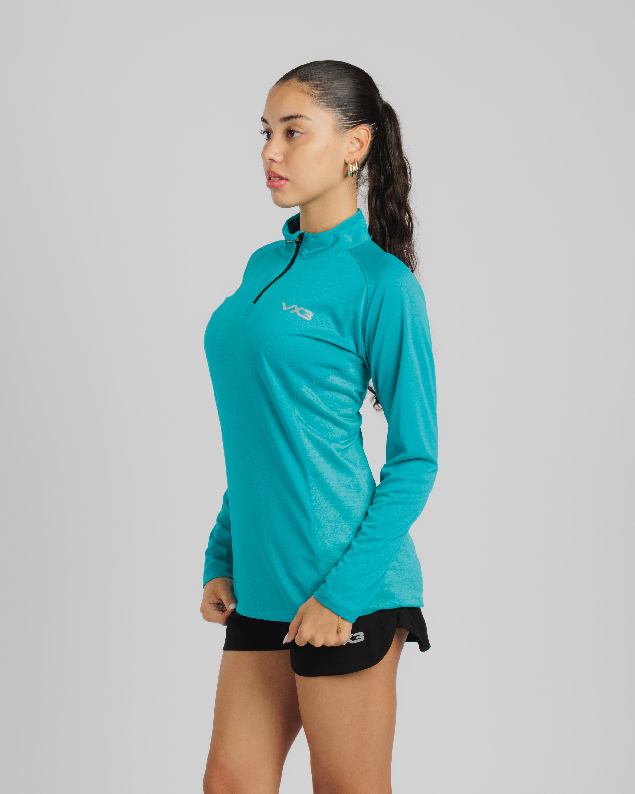 Aurora Ladies Quarter Zip Azure Blue
