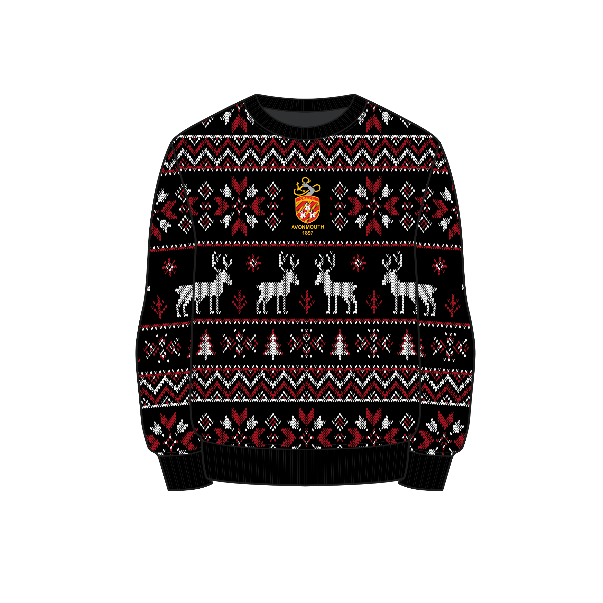 Avonmouth Old Boys Christmas Jumper - Black/Red/White Youth