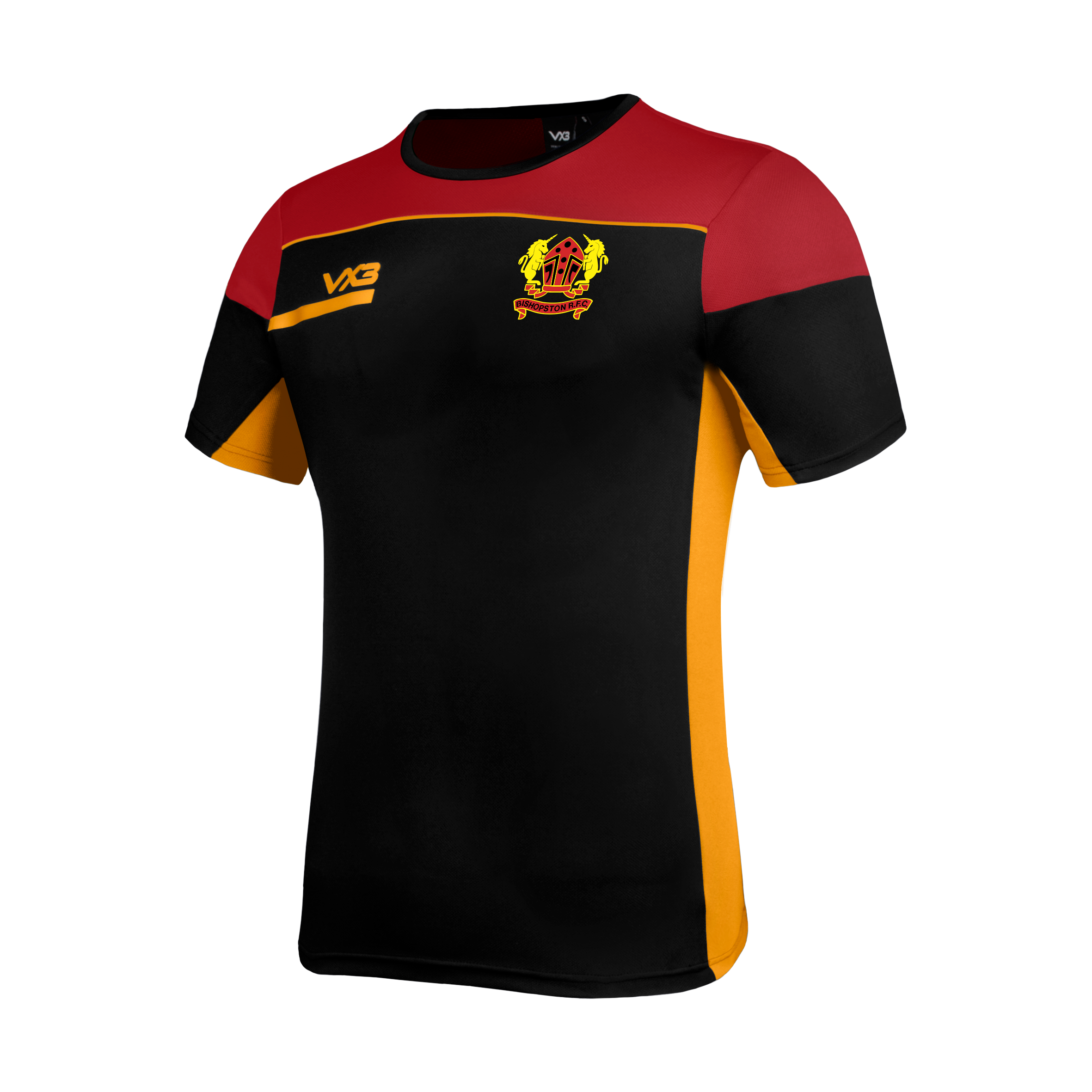 Bishopston RFC Opus Tee Youth - Black Red Amber