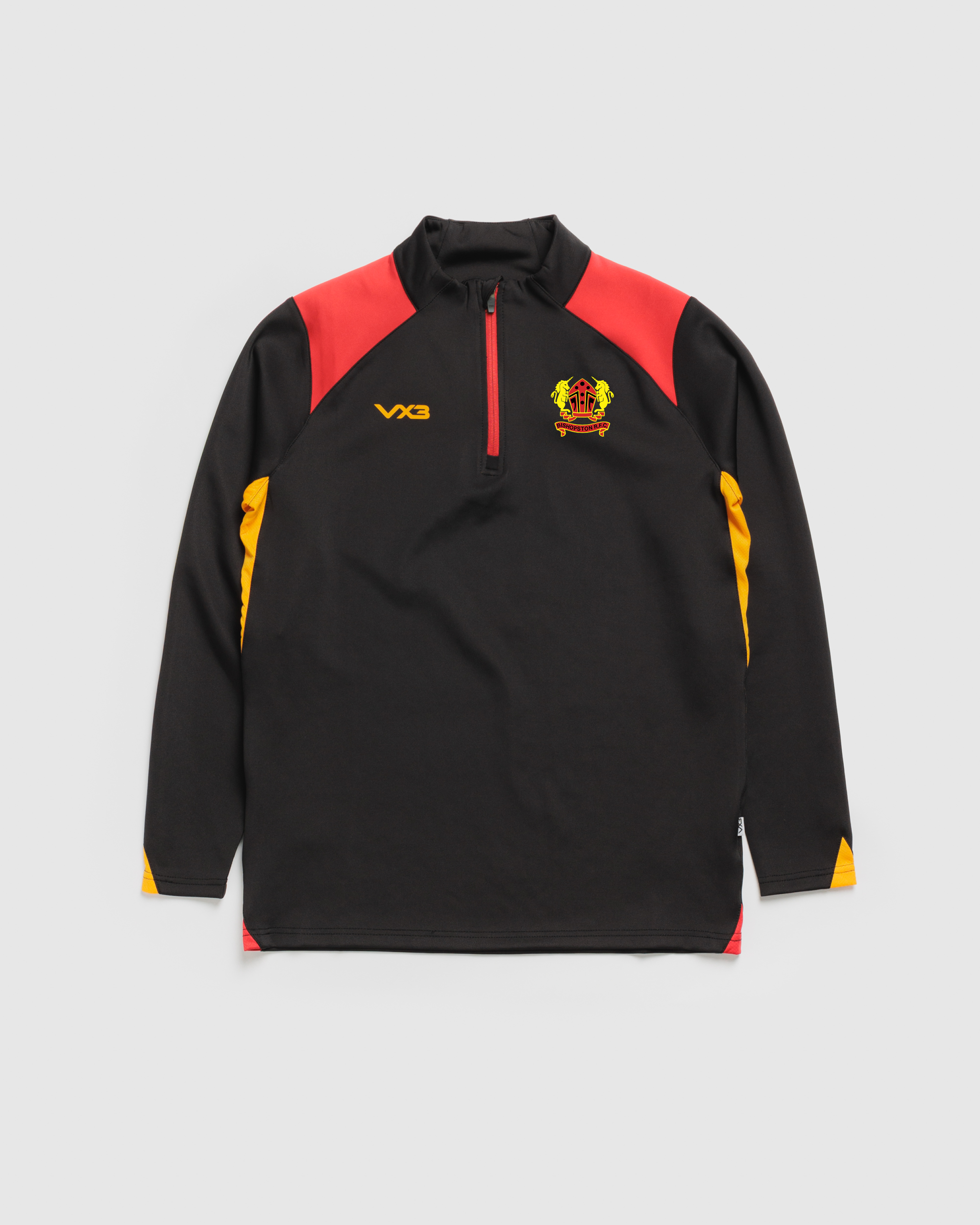 Bishopston RFC Vertex Youth Quarter Zip -Black/Red/Amber