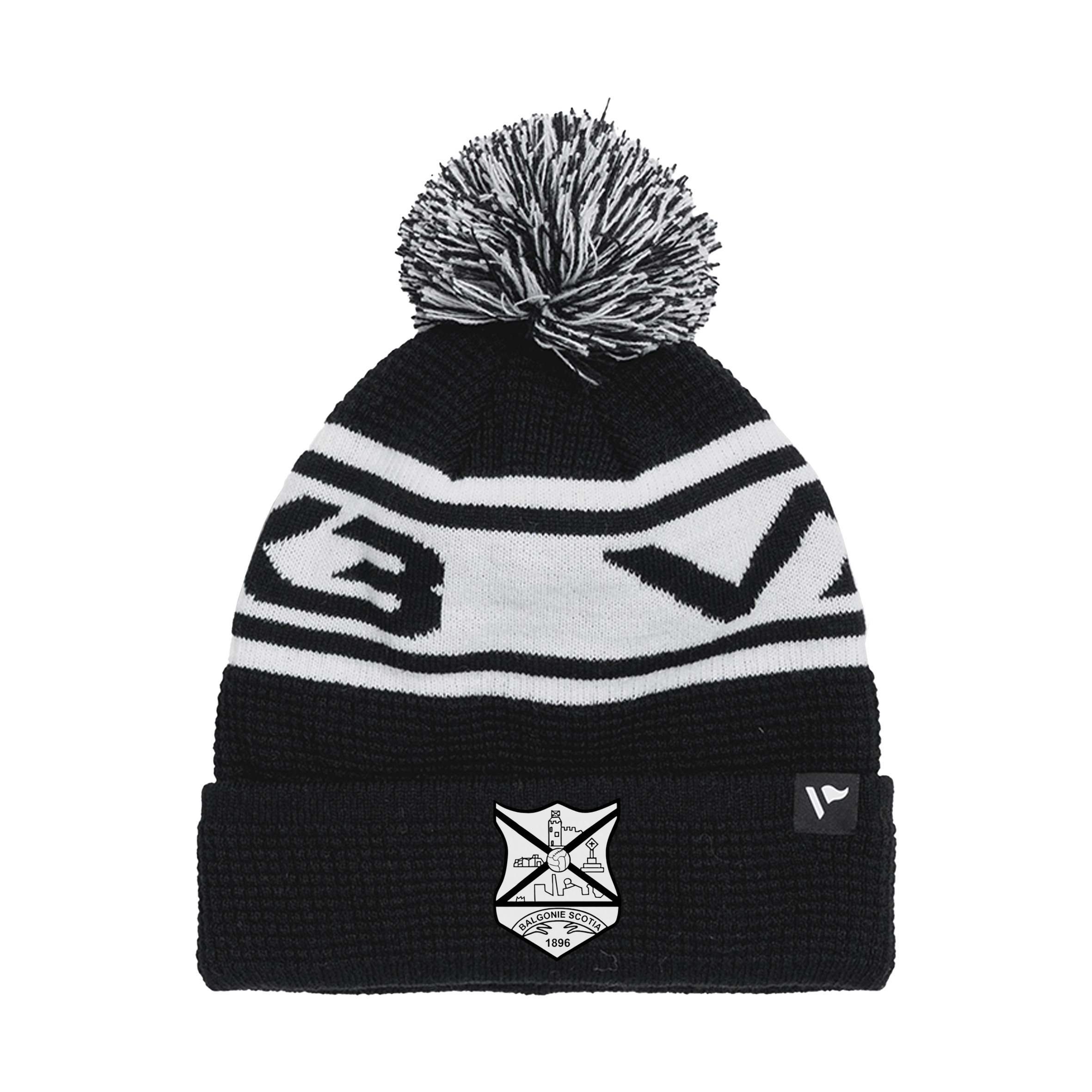 Balgonie Scotia 1896 Waffle Knit Bobble Hat - Black/White