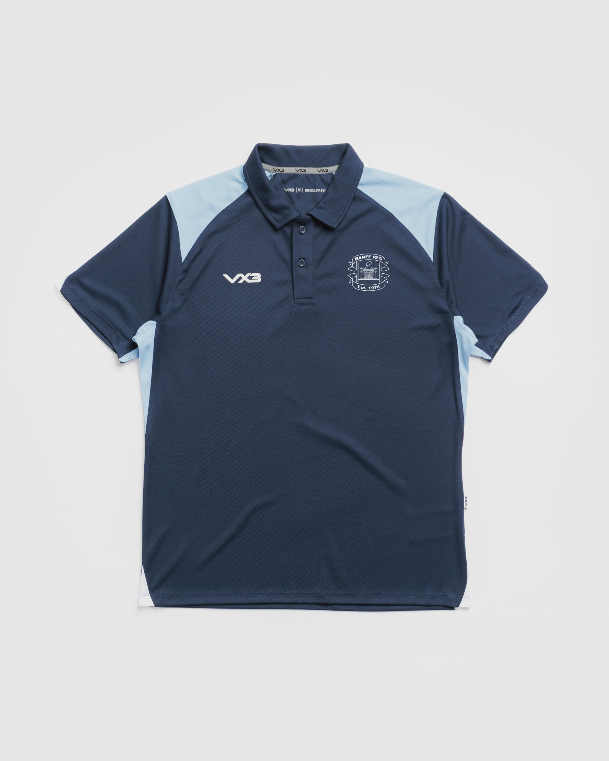 Banff RFC  Vertex Polo -Navy/Sky/White