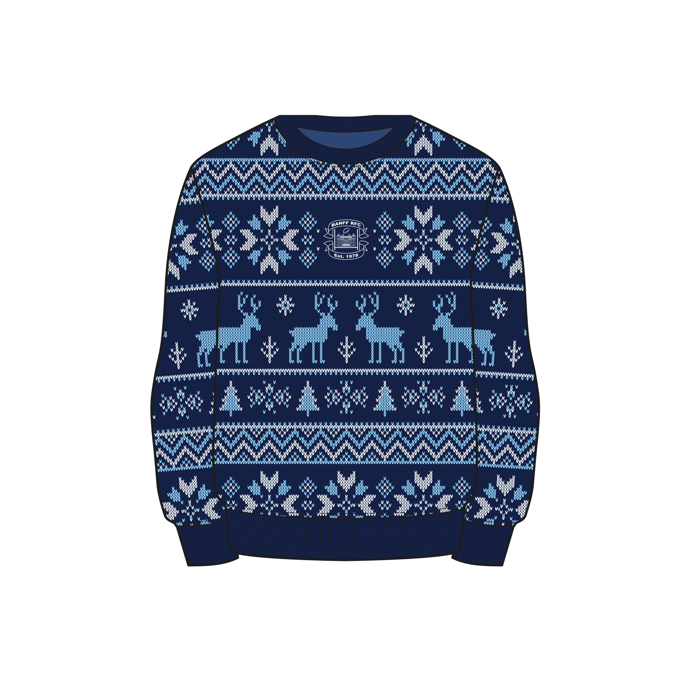 Banff RFC  Christmas Jumper - Navy/Sky/White Youth
