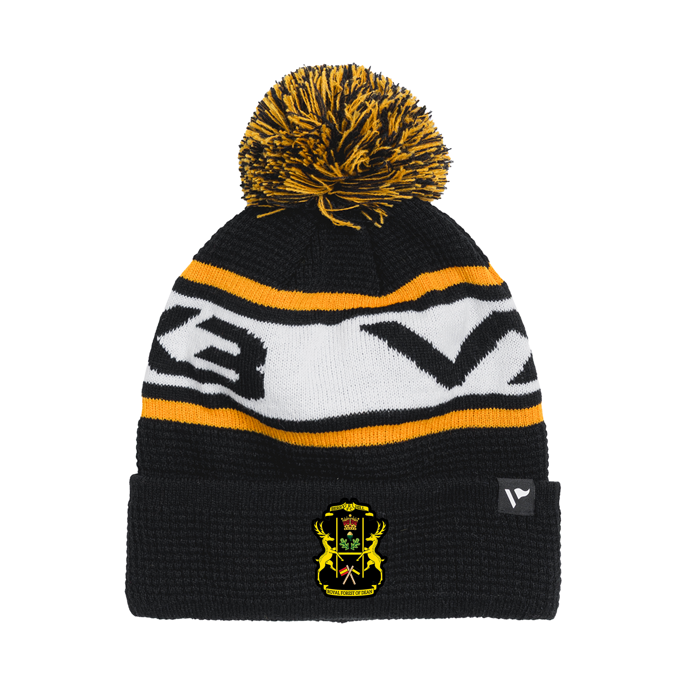 Berry Hill RFC Waffle Knit Bobble Hat - Black/Amber/White