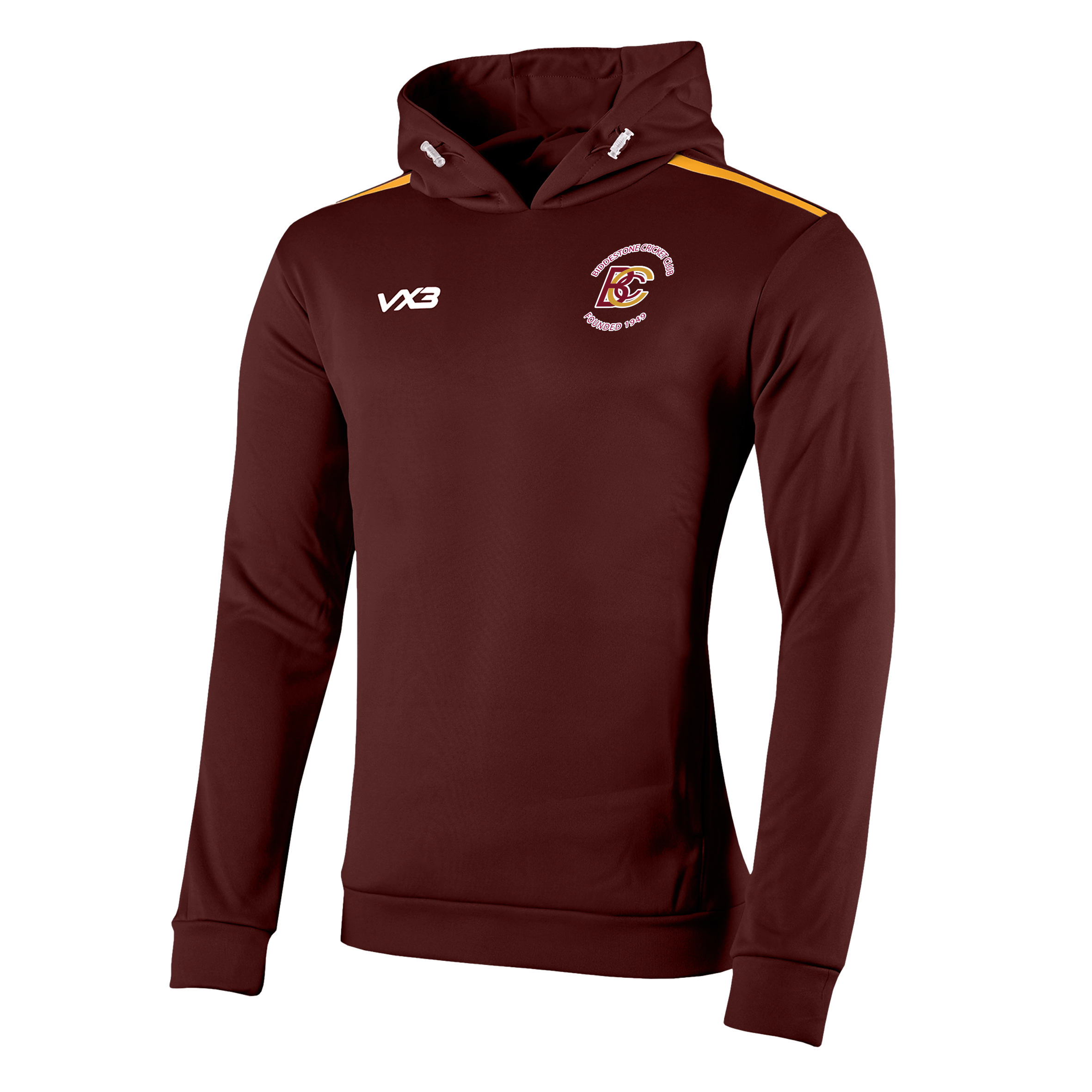 Biddestone Cricket Club Fortis Hoodie Maroon/Amber