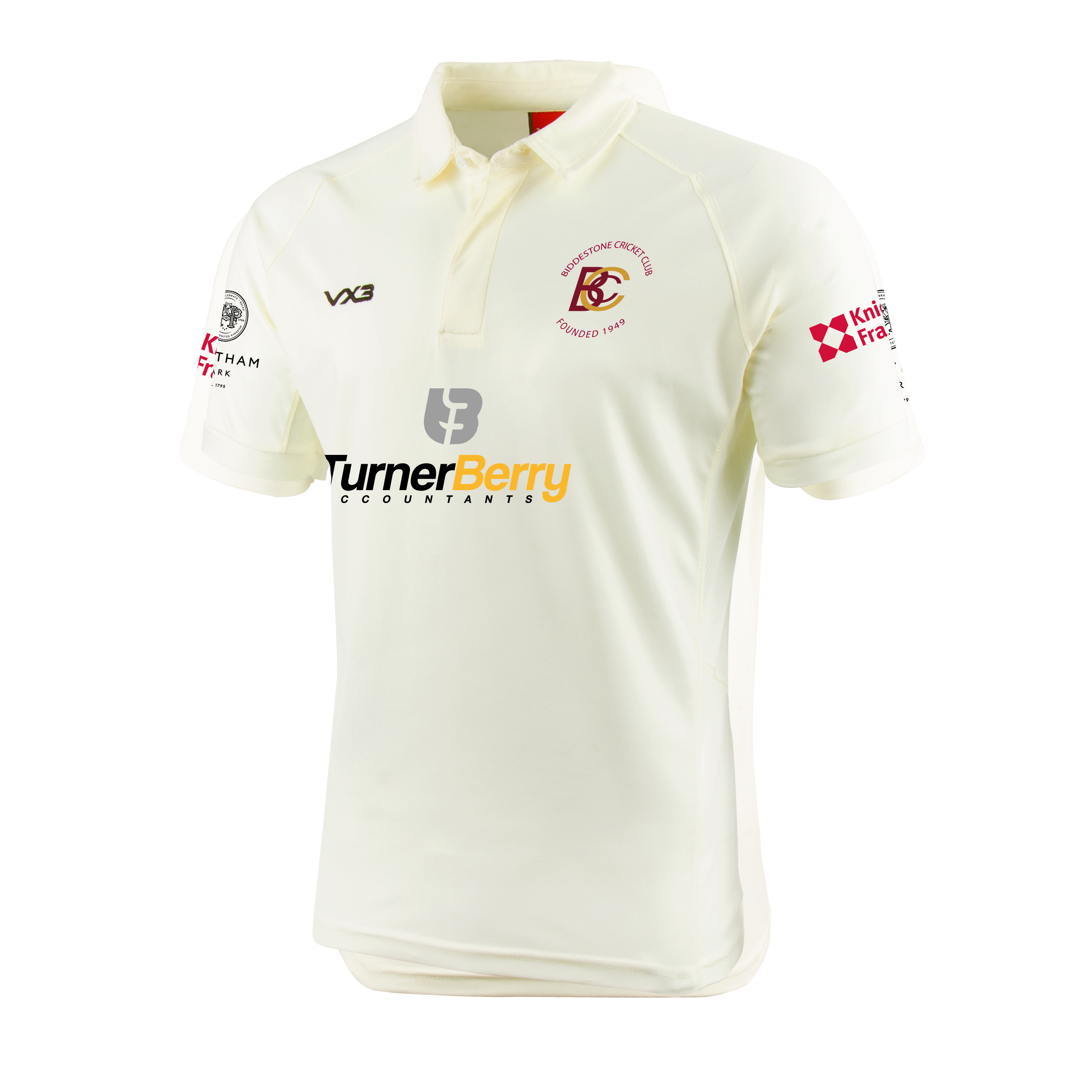 Biddestone Cricket Club Cricket Whites Youth Short Sleeve Shirt