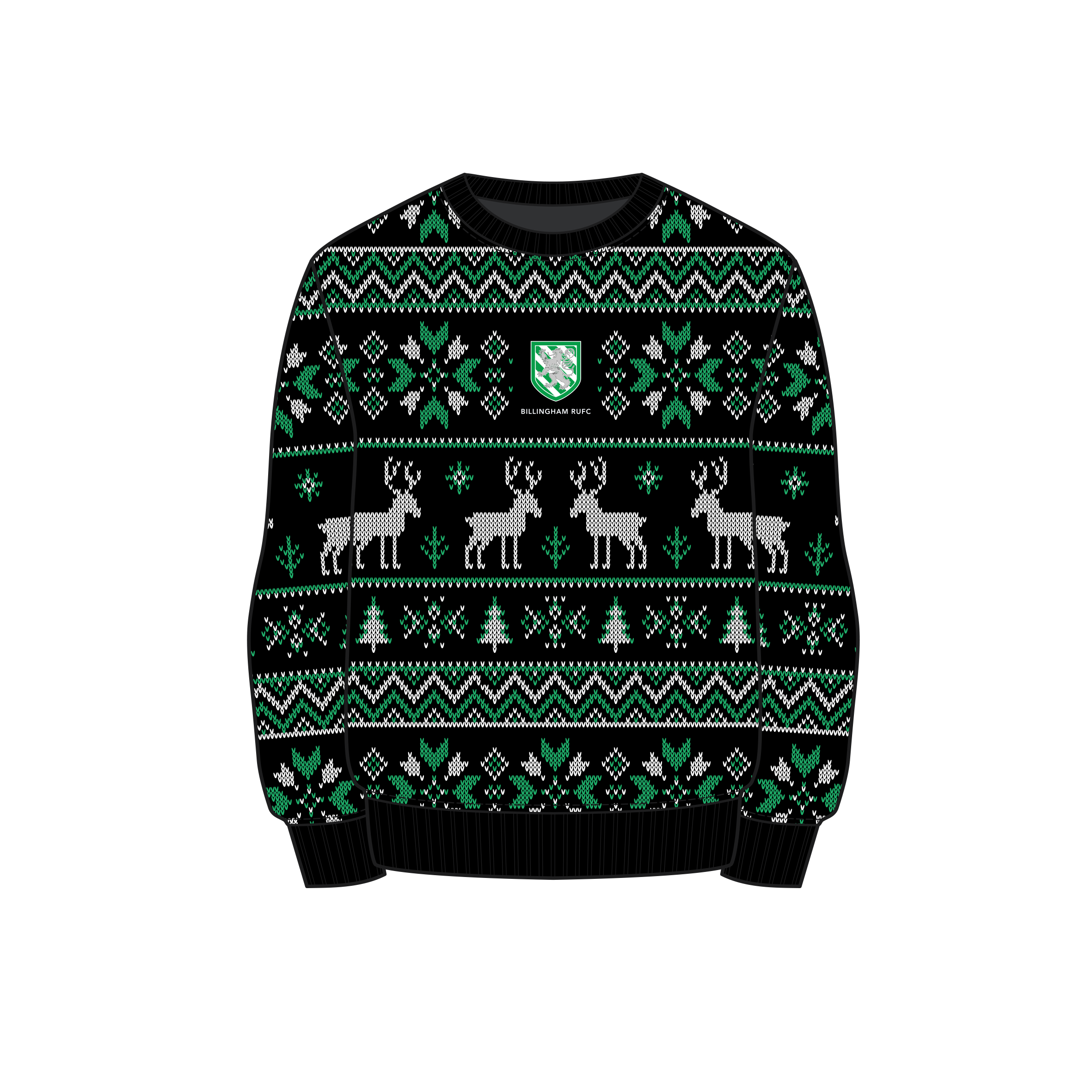 Billingham RUFC  Christmas Jumper - Black/Emerald/White Youth