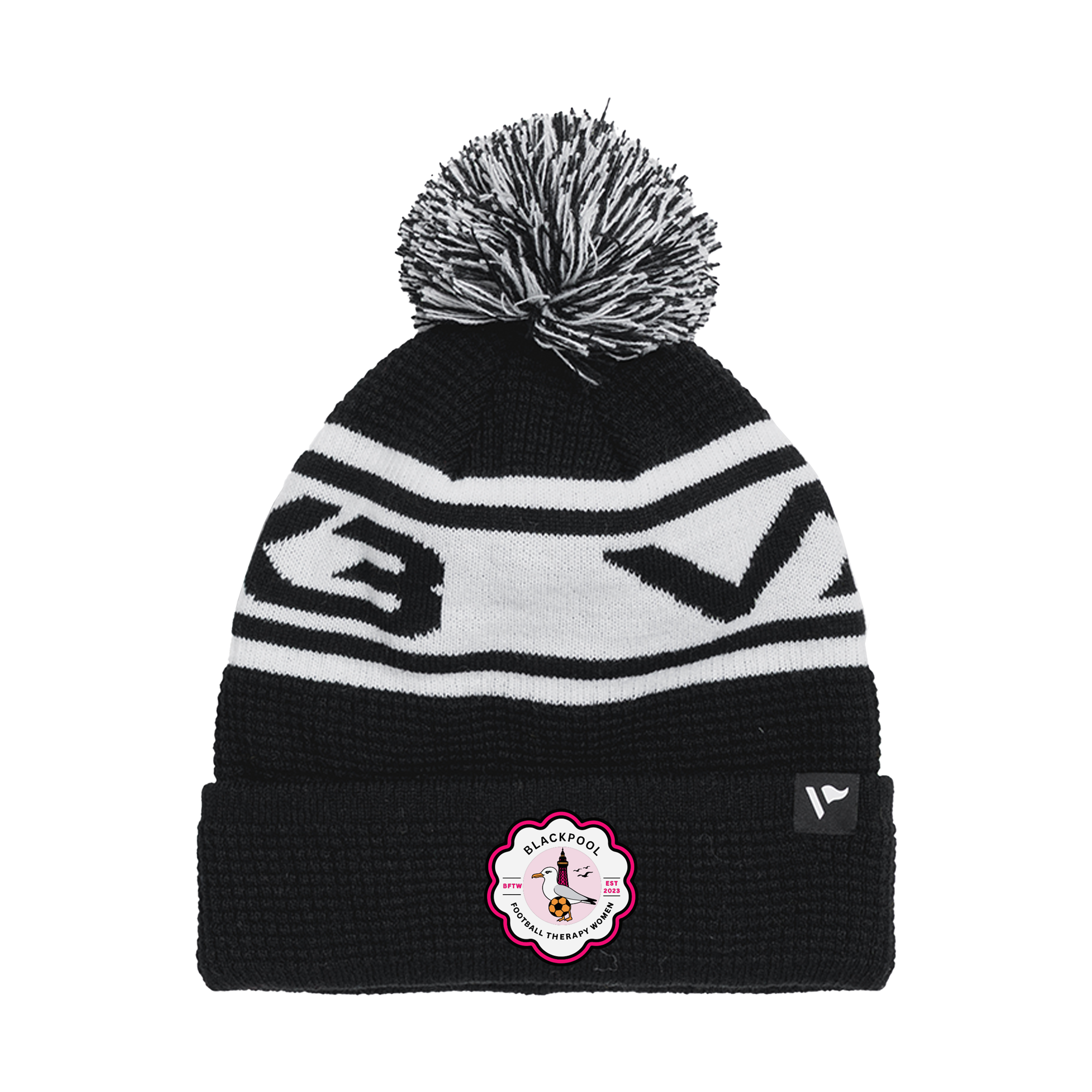 Blackpool Football Therapy Women's Waffle Knit Bobble Hat - Black/White