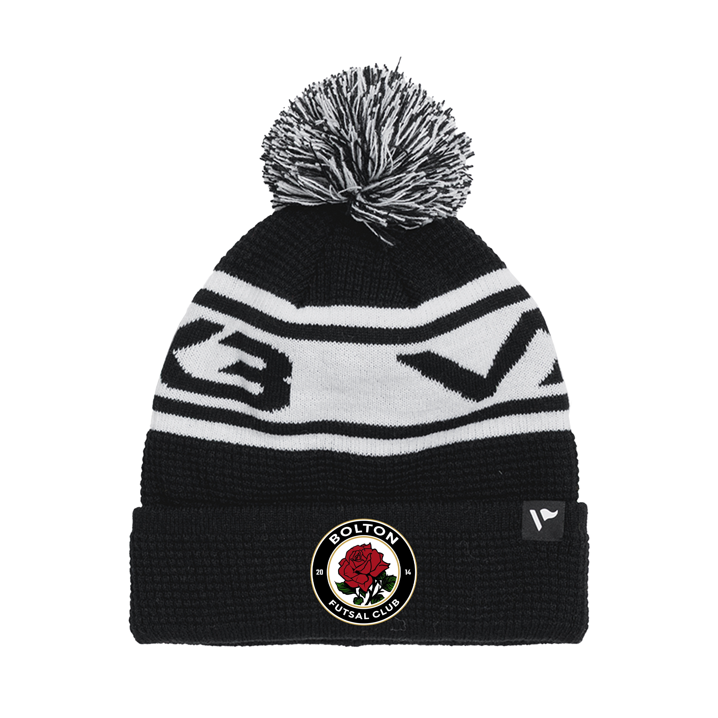 Bolton Futsal Club Waffle Knit Bobble Hat - Black/White