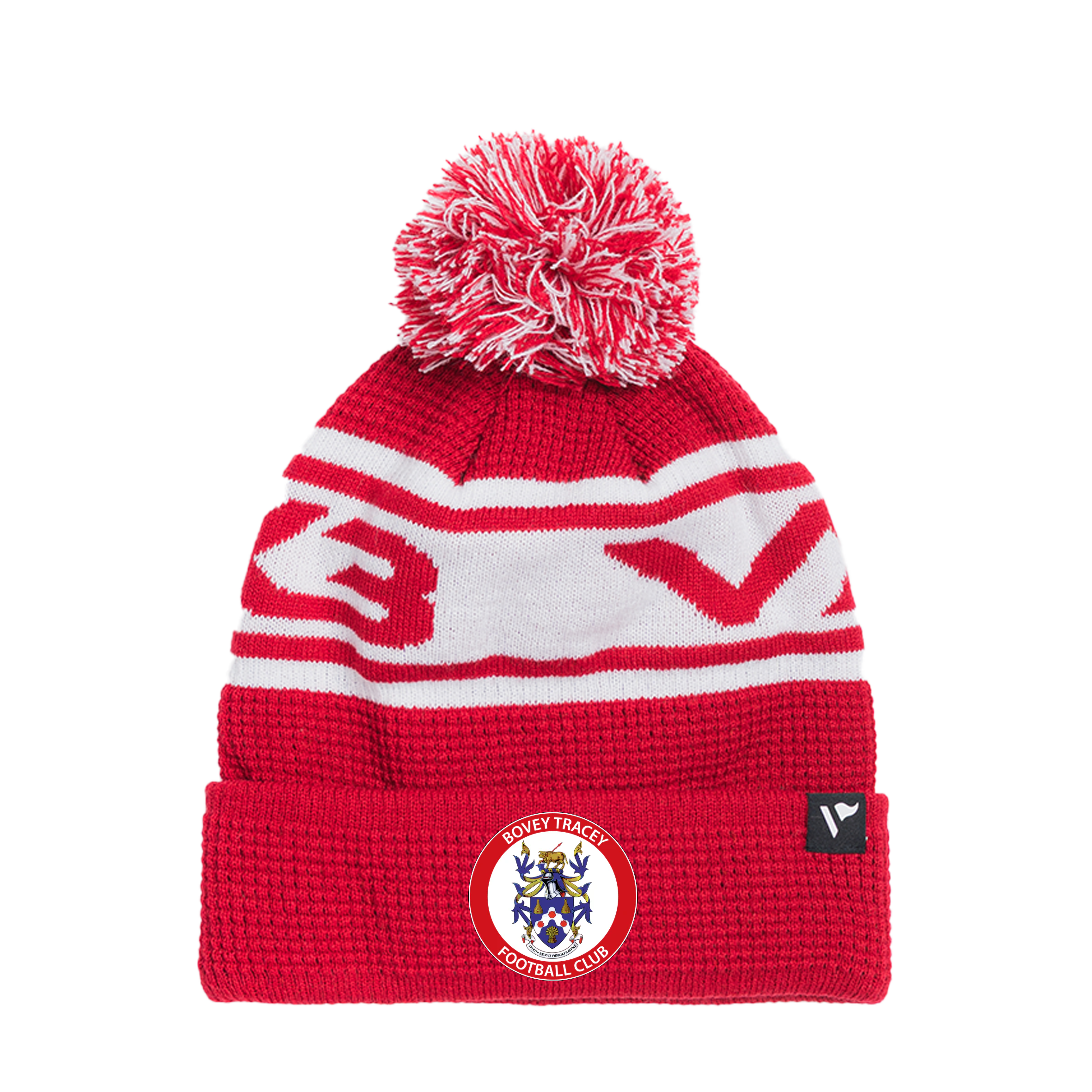 Bovey Tracey AFC Waffle Knit Bobble Hat - Red/White