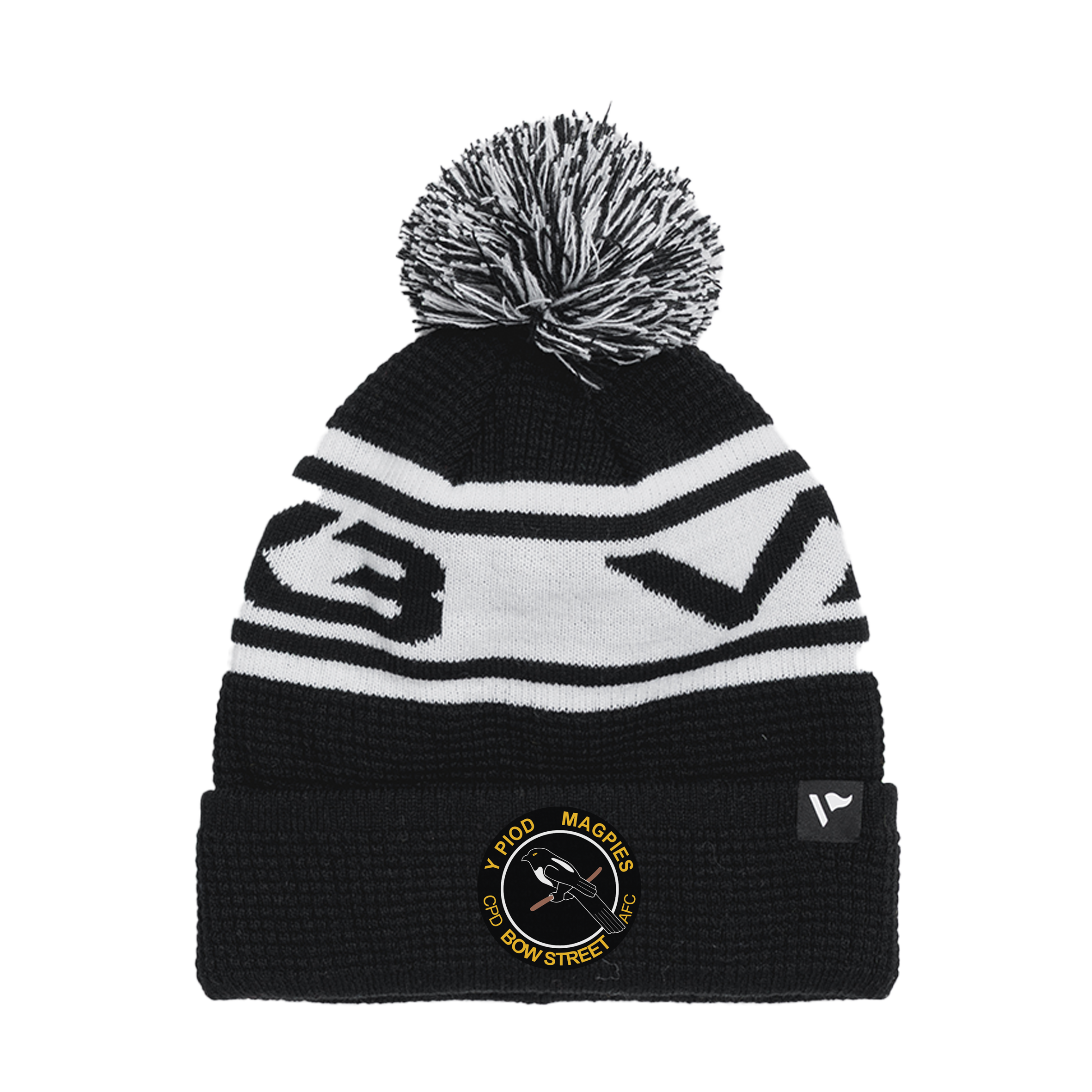 Bow Street FC Waffle Knit Bobble Hat - Black/White
