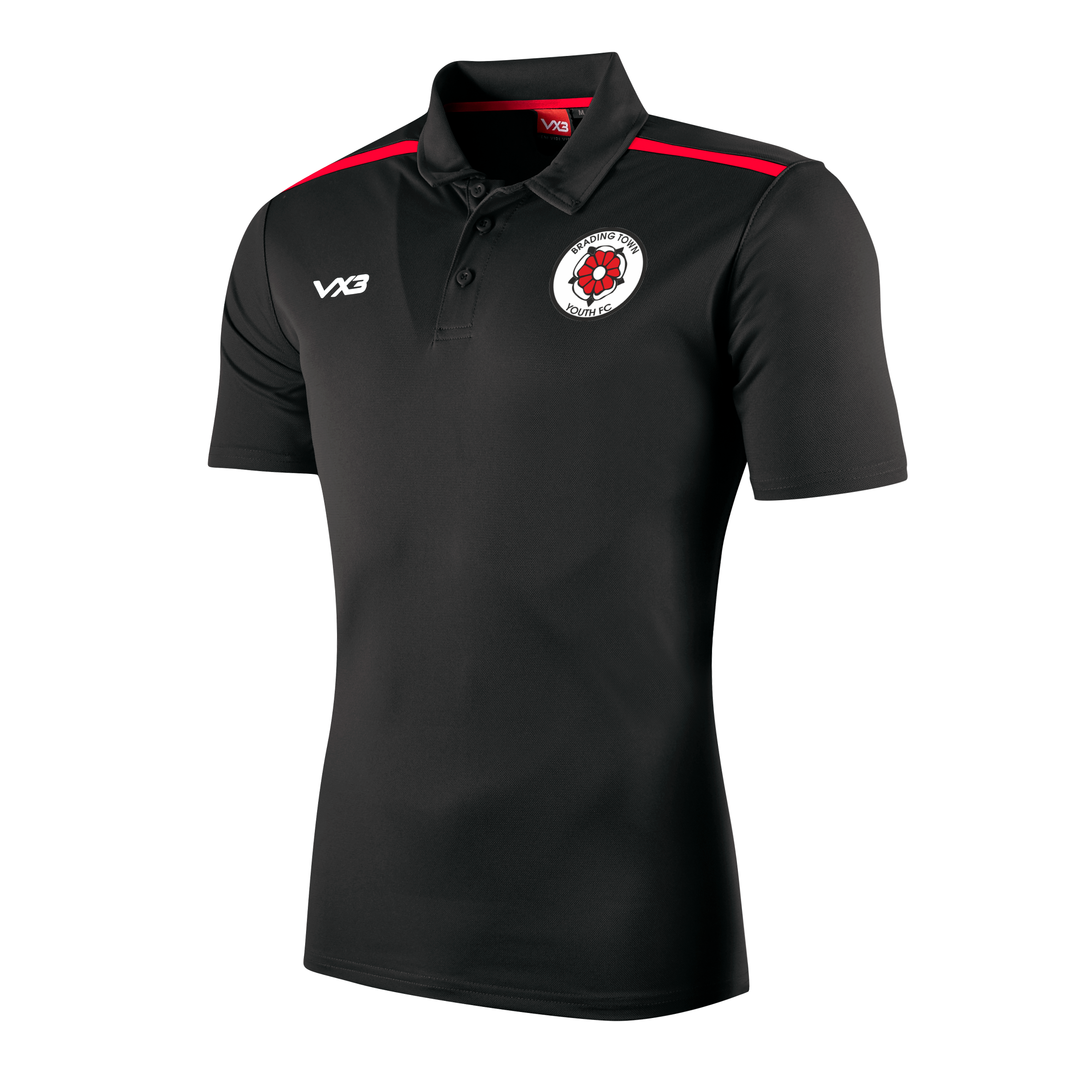 Brading Town Youth FC Fortis Youth Polo Black/Red