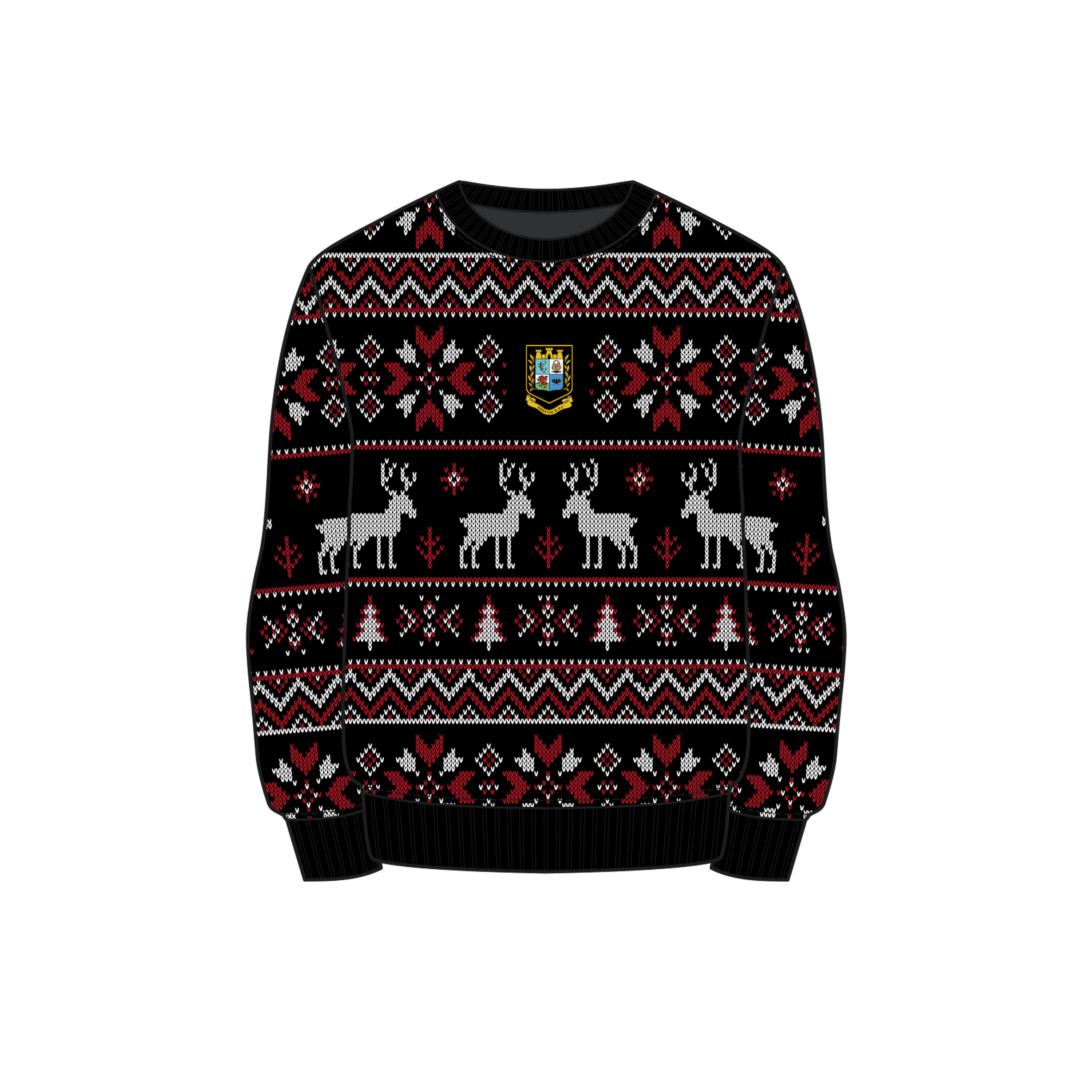 Brecon RFC Christmas Jumper - Black/Red/White Youth