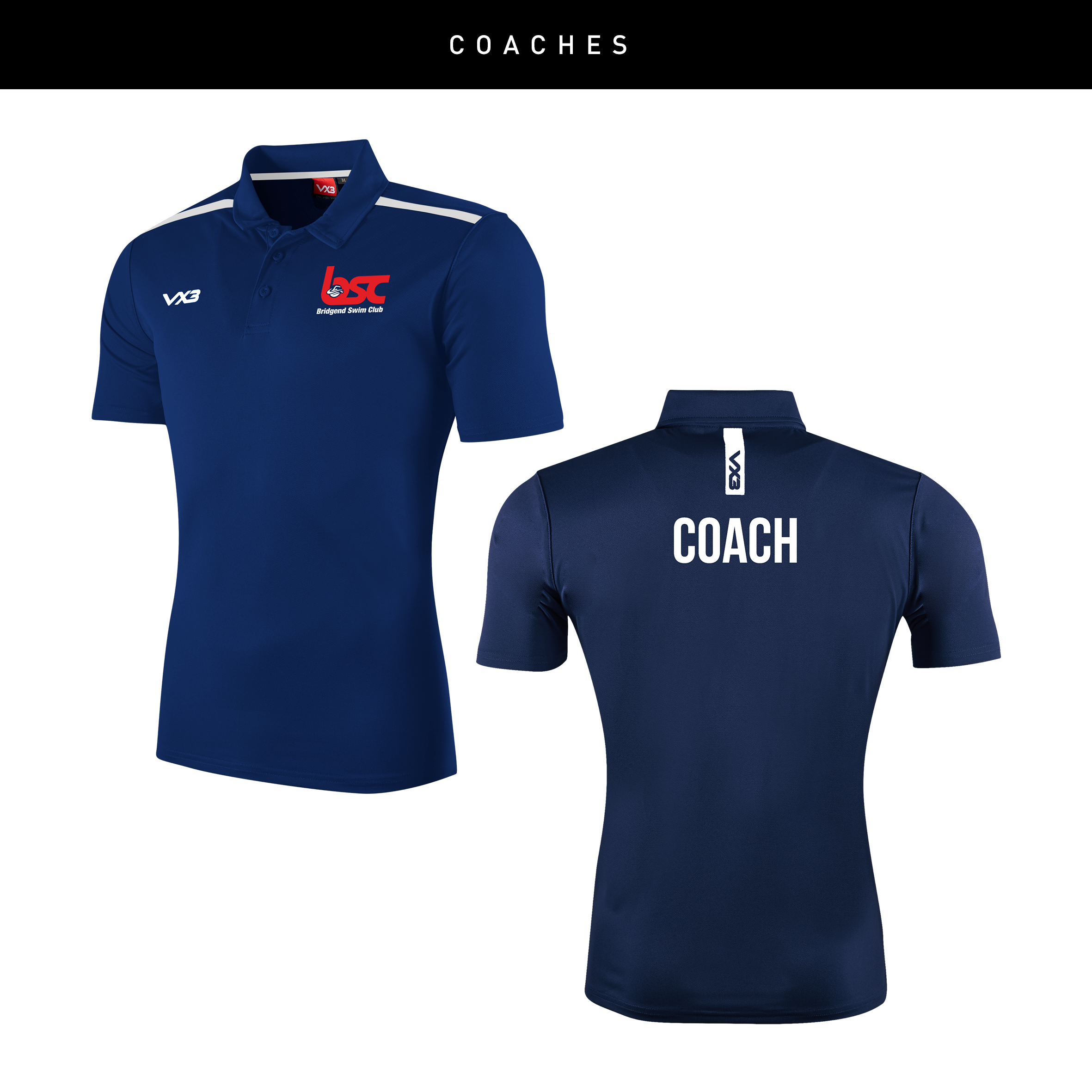 Bridgend Swim Club Coaches Navy Fortis Polo