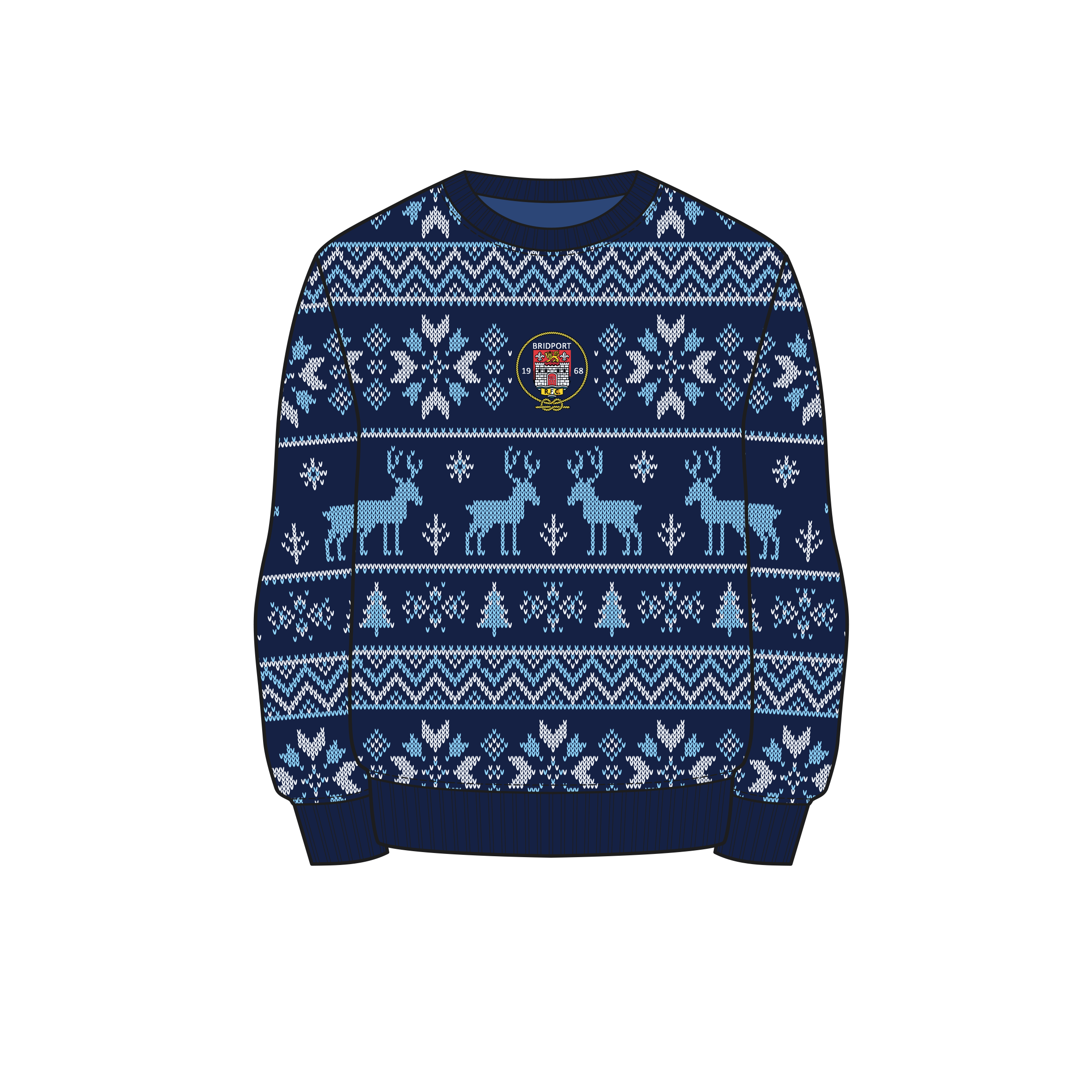 Bridport RFC Christmas Jumper - Navy/Sky/White Youth