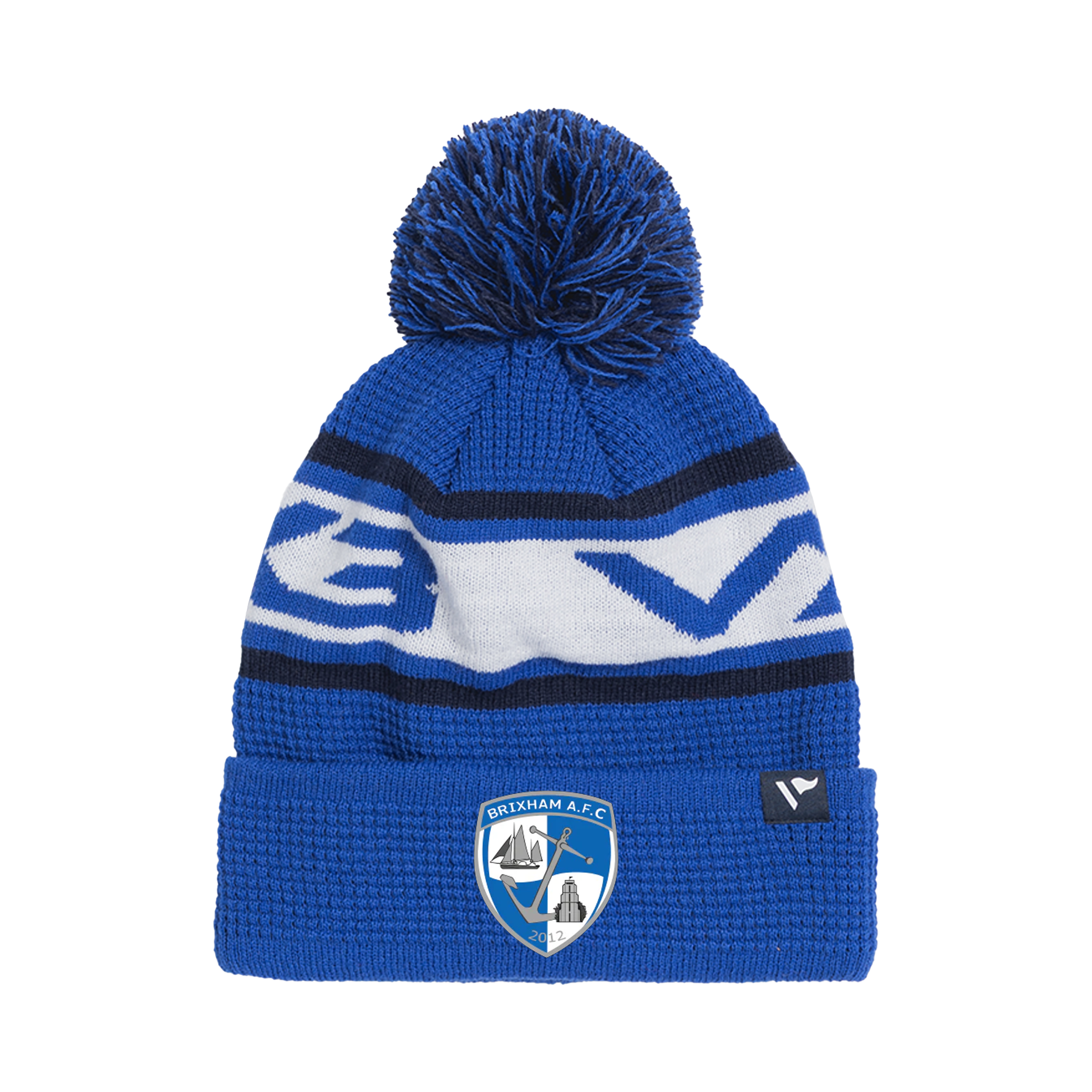 Brixham AFC Waffle Knit Bobble Hat - Royal/Navy/White
