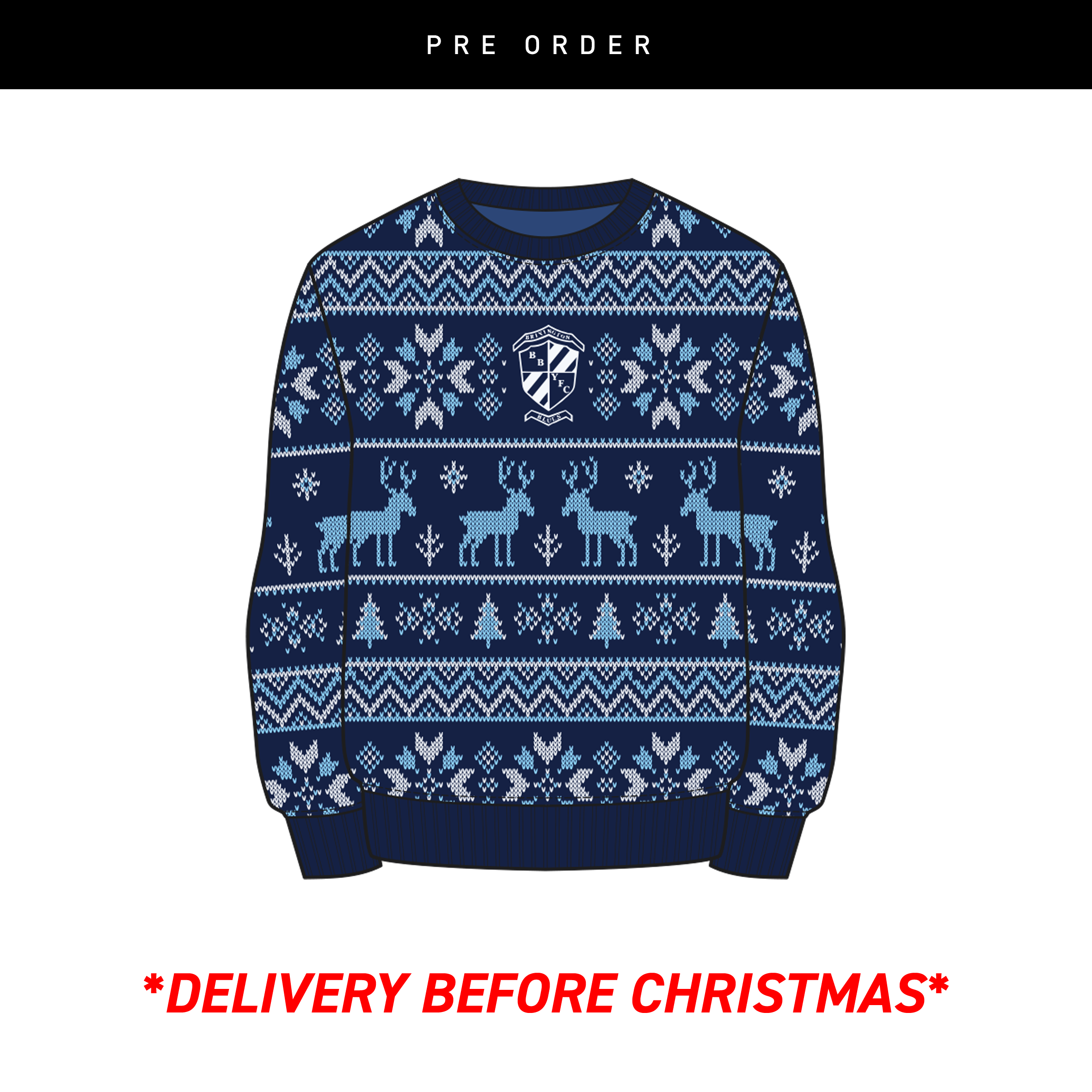 Brixington Blues Christmas Jumper - Navy/Sky/White