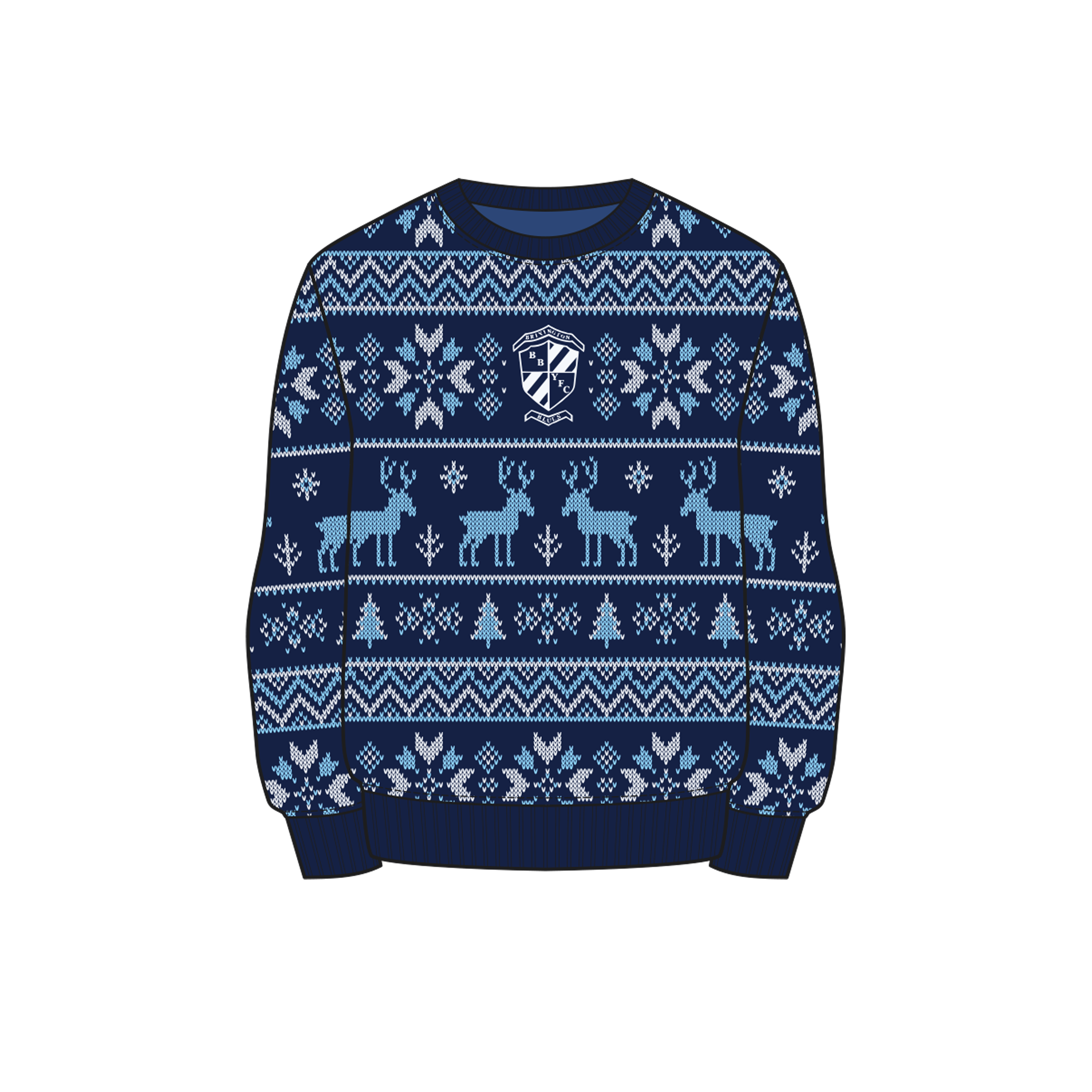 Brixington Blues Christmas Jumper - Navy/Sky/White Youth