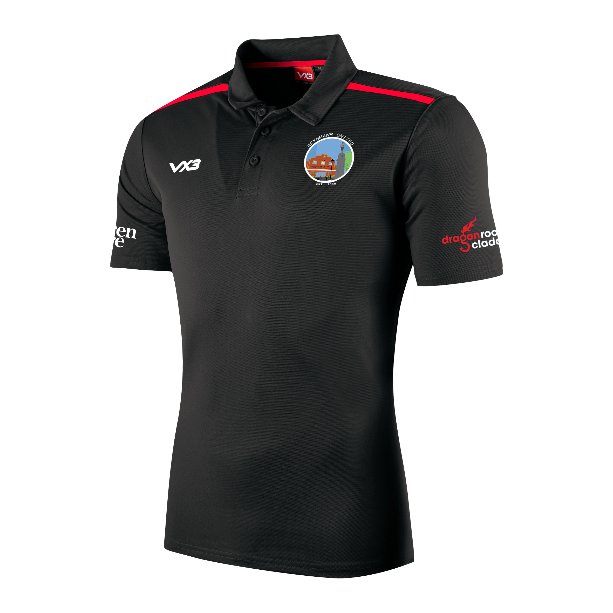 Brynmawr United FC Black/Red Fortis Ladies Polo