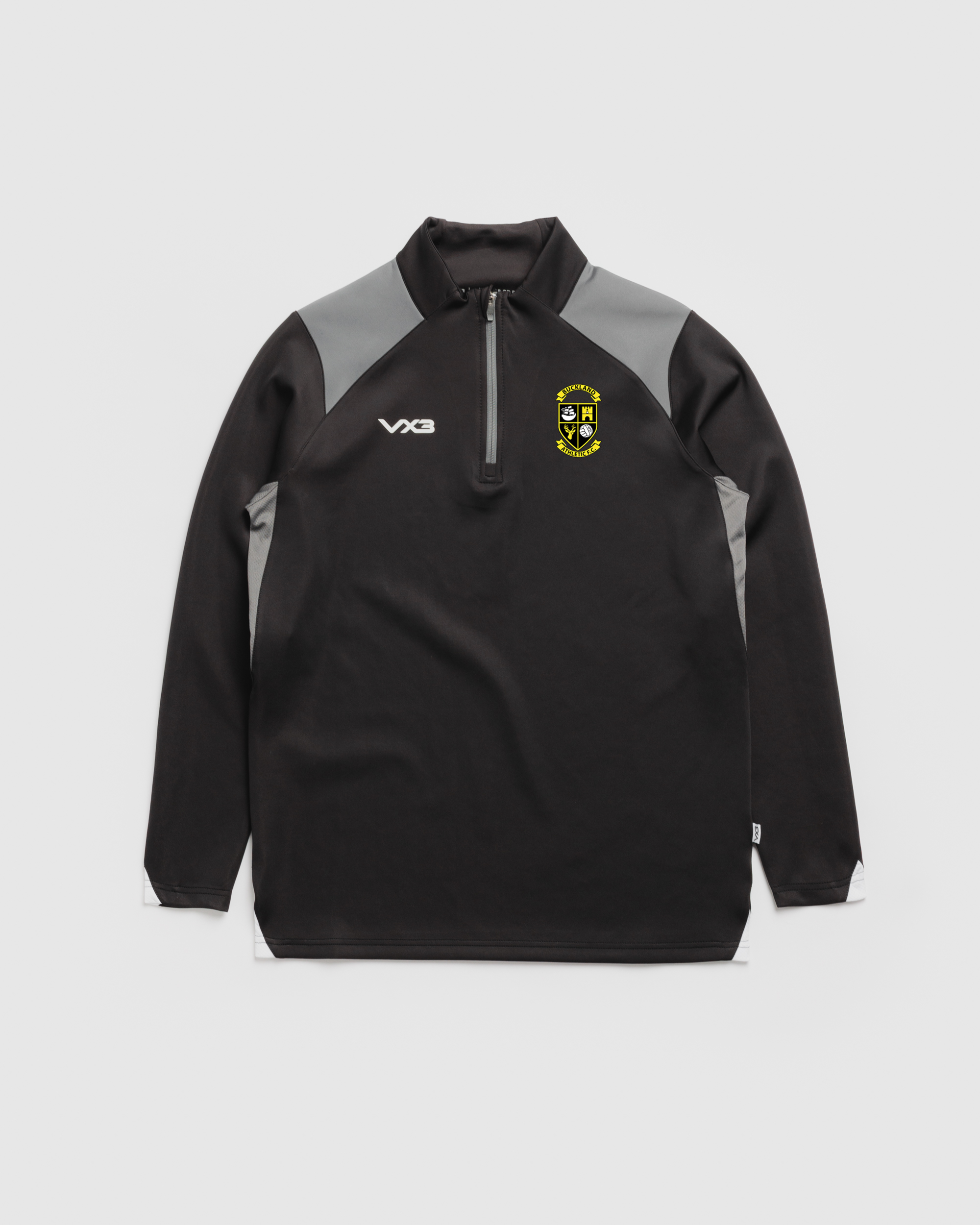 Buckland Athletic Football Club Vertex Youth Quarter Zip -Black/Grey/White