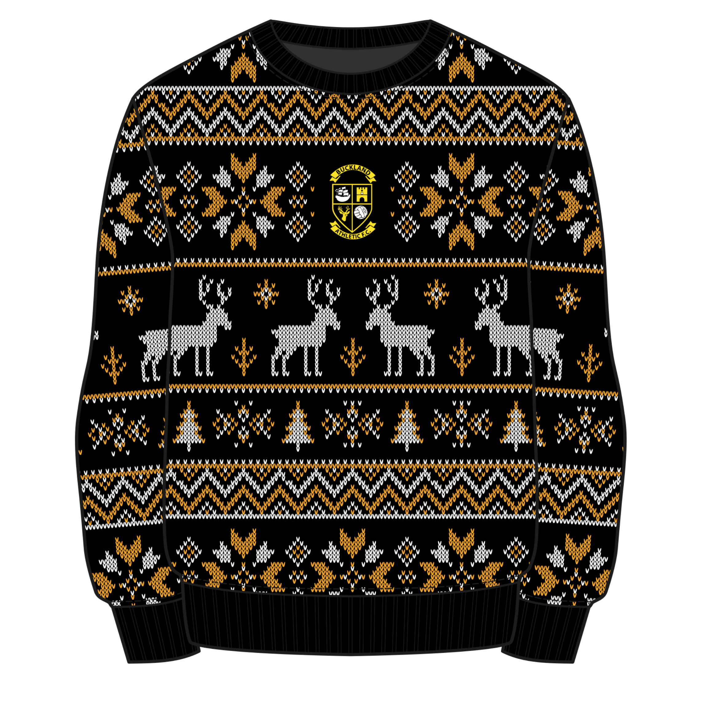Buckland Athletic Football Club Christmas Jumper - Black/Amber/White