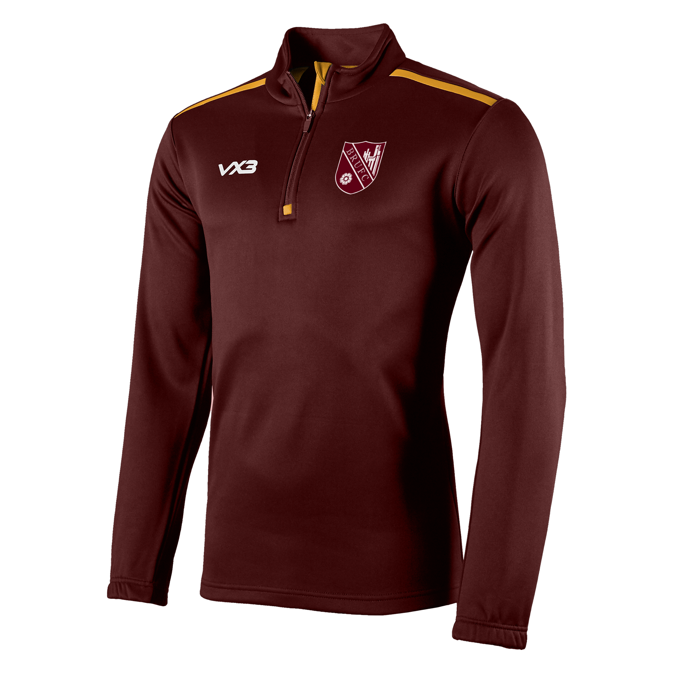 Burley RUFC Fortis Quarter Zip Sweat Maroon/Amber
