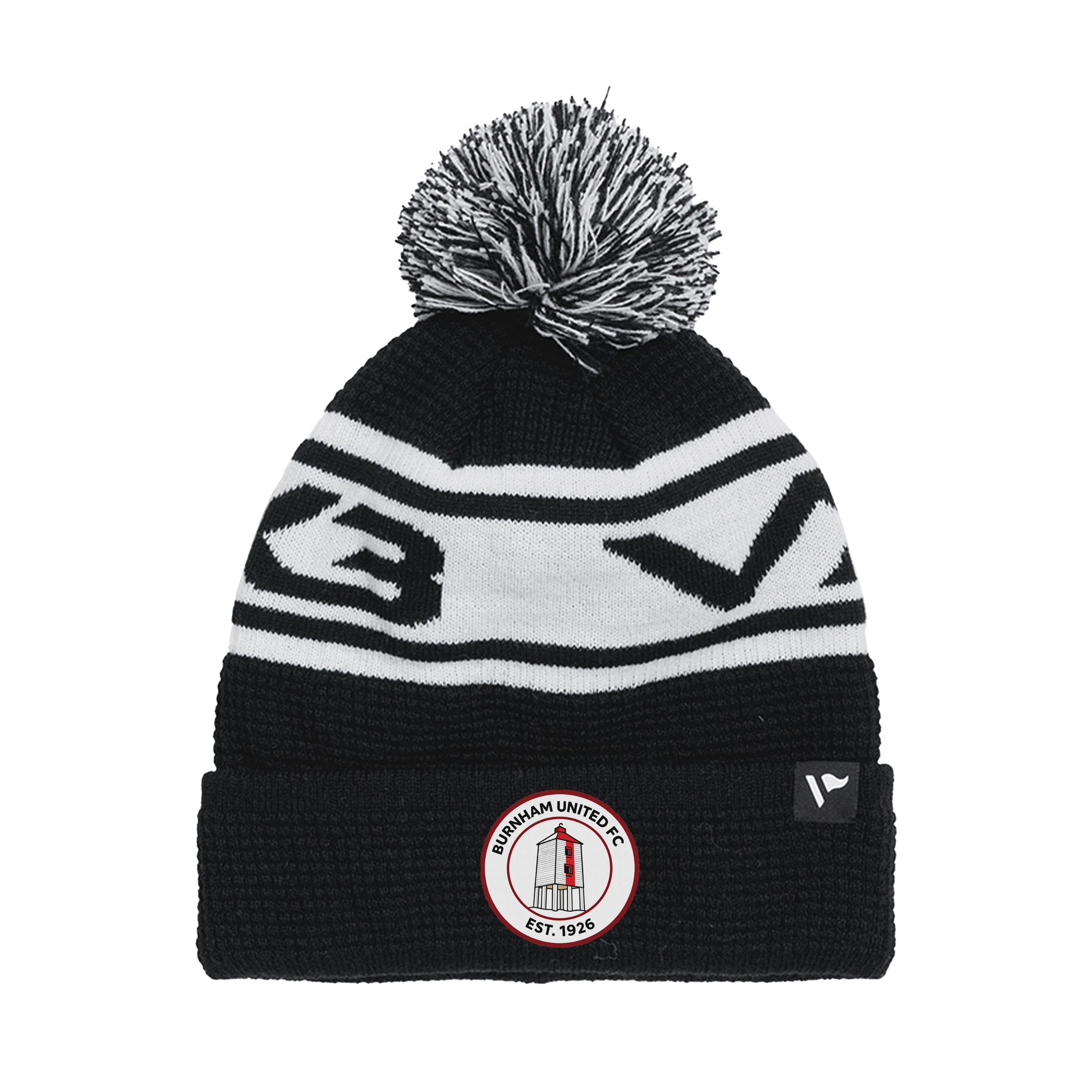 Burnham United FC Waffle Knit Bobble Hat - Black/White