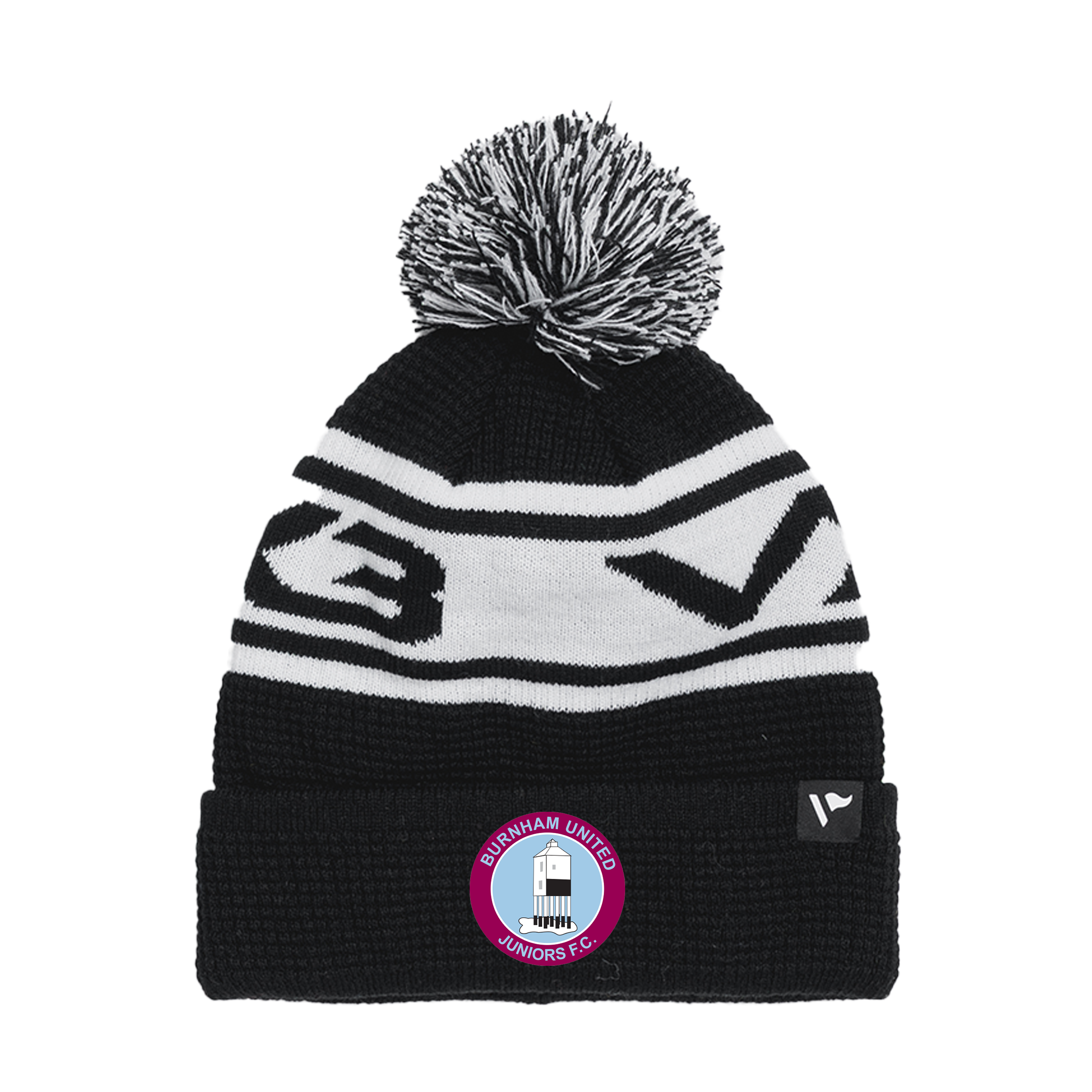 Burnham United Juniors FC Waffle Knit Bobble Hat - Black/White