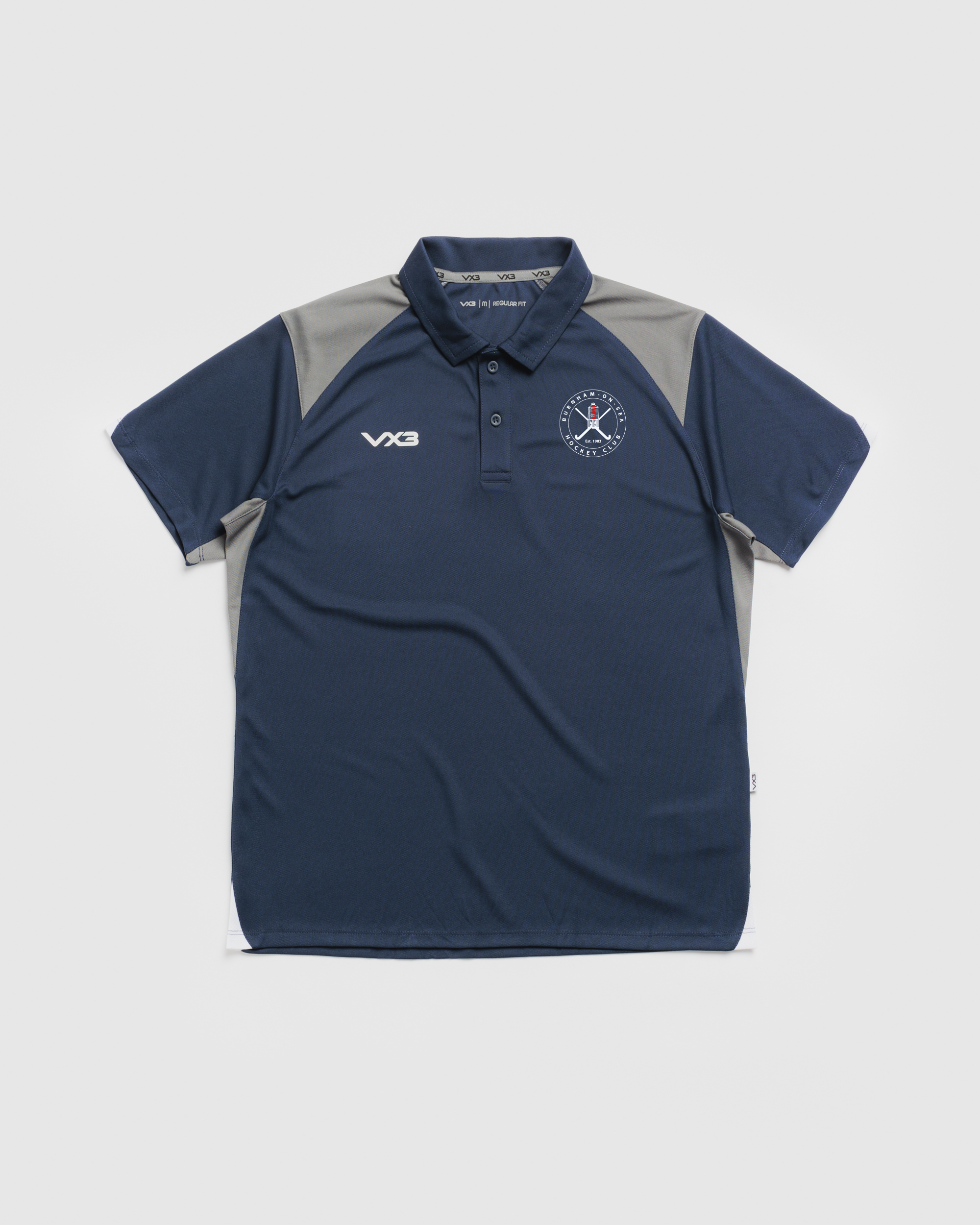 Burnham On Sea Hockey Club Vertex Polo -Navy/Grey/White